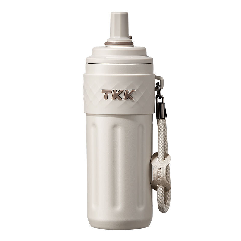 TKK 500ml Çift Duvarlı Yalıtımlı Taşınabilir Spor Salonu Su Şişeleri Silikon Pipetli