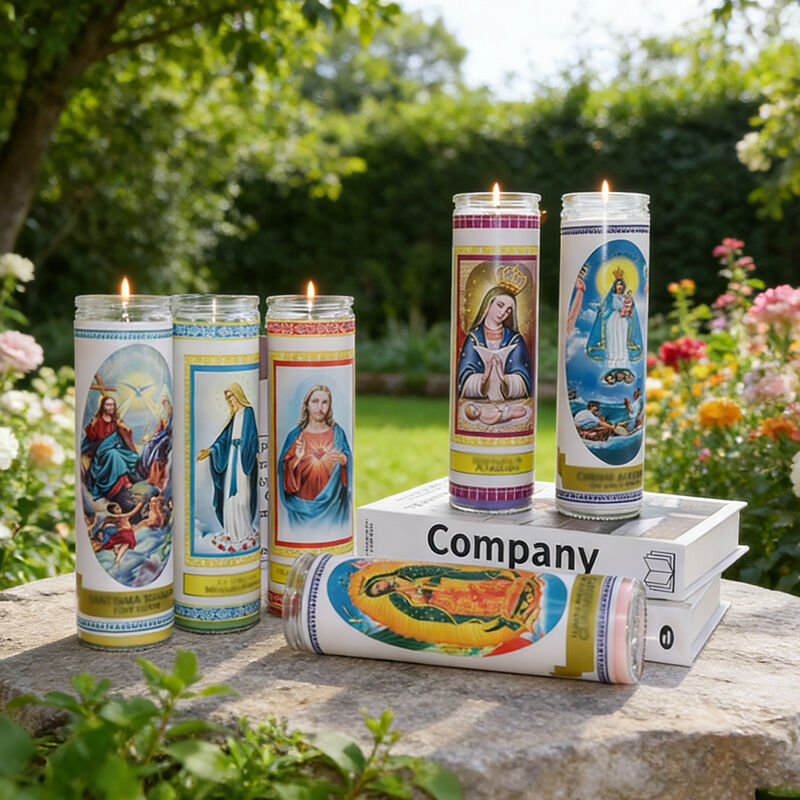 Religious 7 Day Church Glass Jar Candles Spiritual