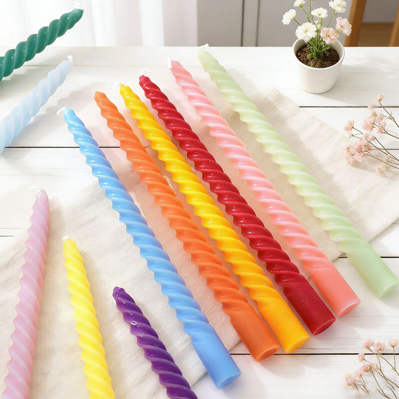 High quality paraffin 8inch color handmade spiral candle