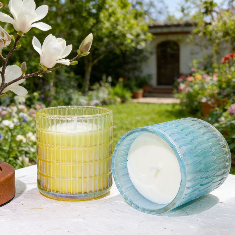 Custom Luxury Embossed Glass Soybeans Wax Candle For Home decor