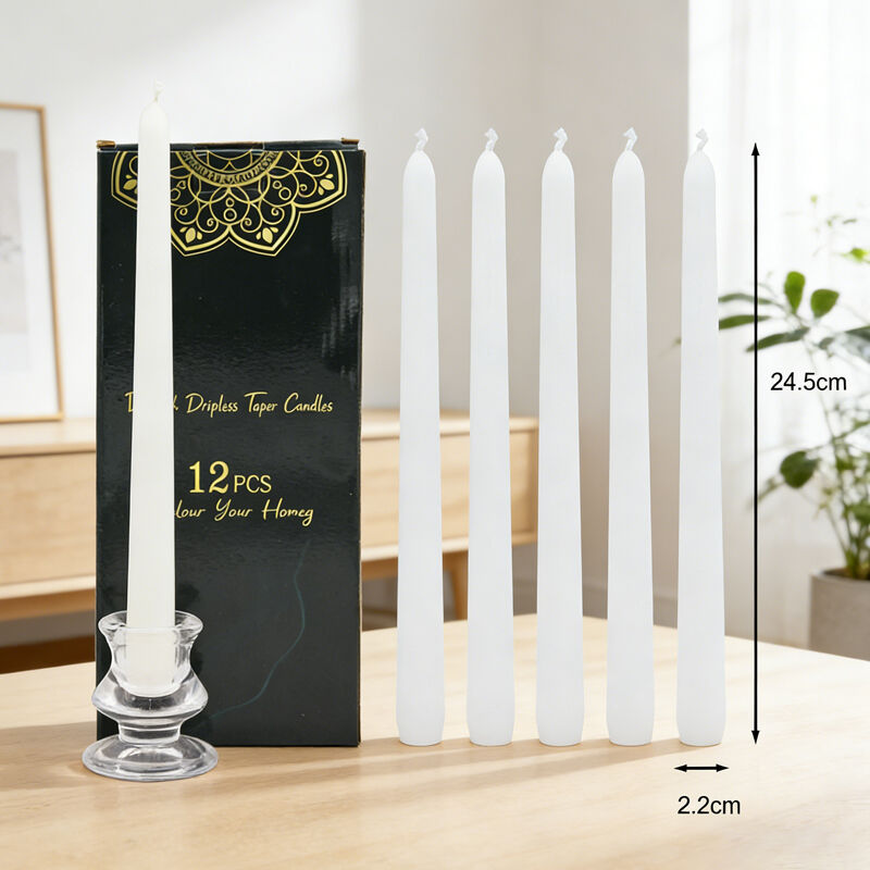 Candle factory customized 12pcs/box white taper candle