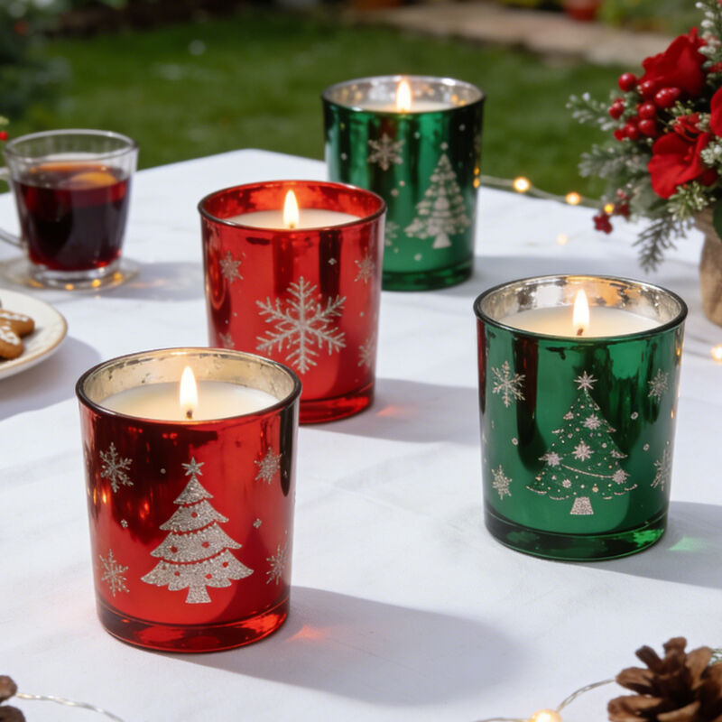 Christmas Multi-color Electroplated Glass Jar Candle Home Soy Wax Scented Candle