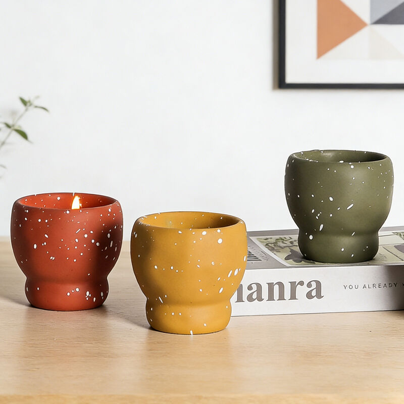 Home Fragrance Cement Polka Dot Ceramic Jar Aromatherapy Candle