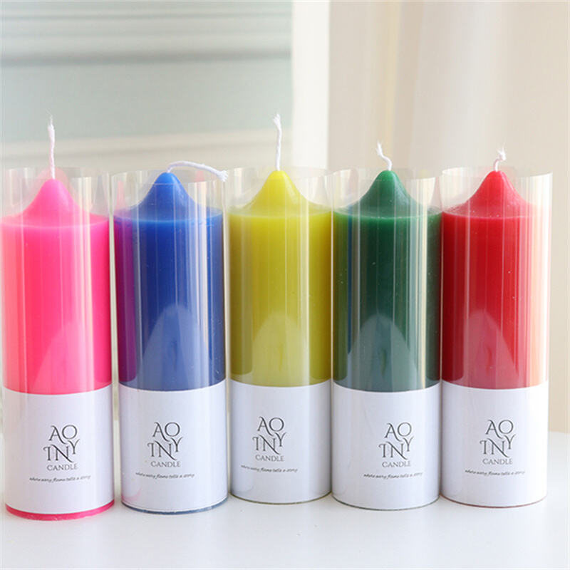 wholesale colorful pillar candle romantic wedding decorations candles