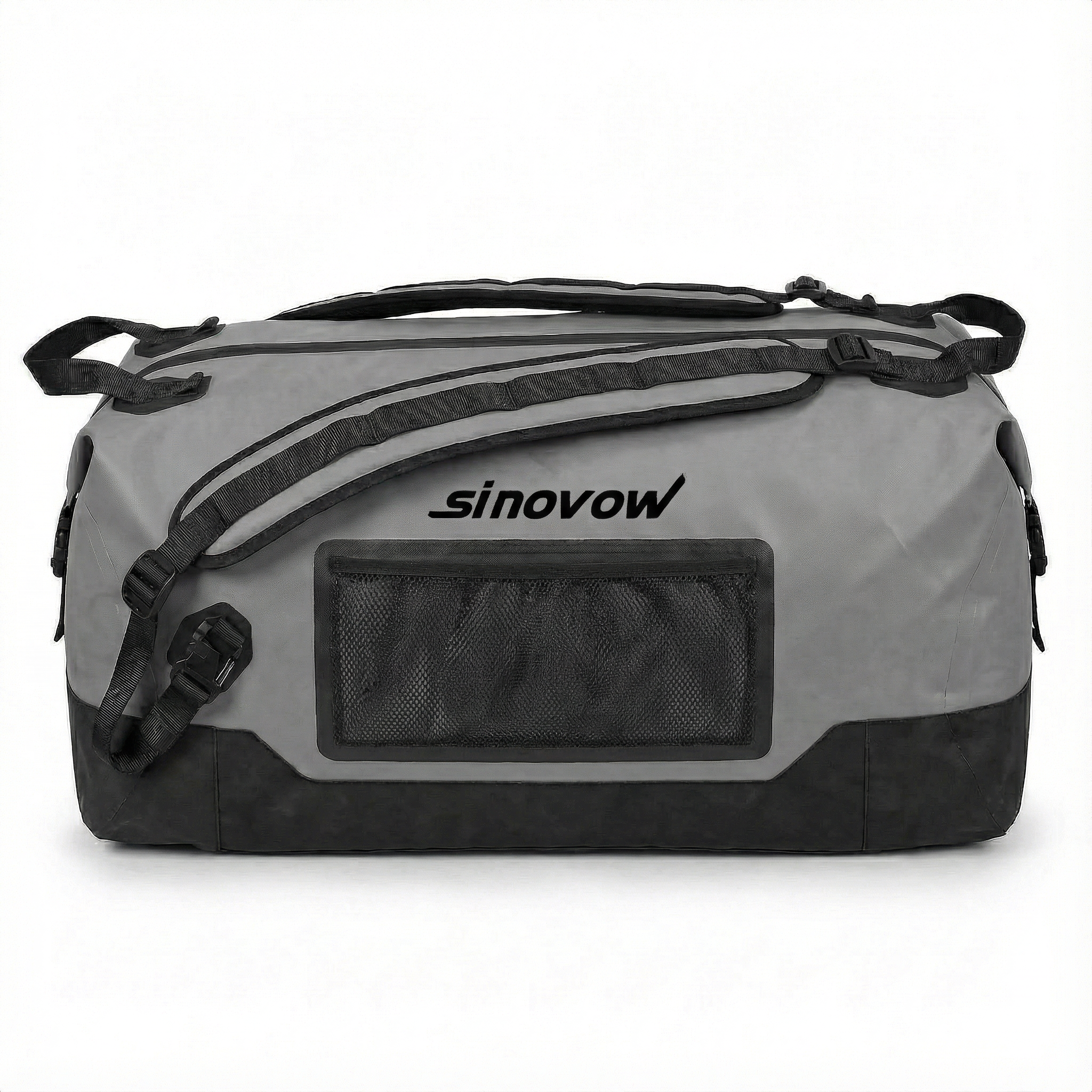 Stahlfarbener 840D-Nylon-Dual-TPU-Duffel mit schwarzer Basisplatte