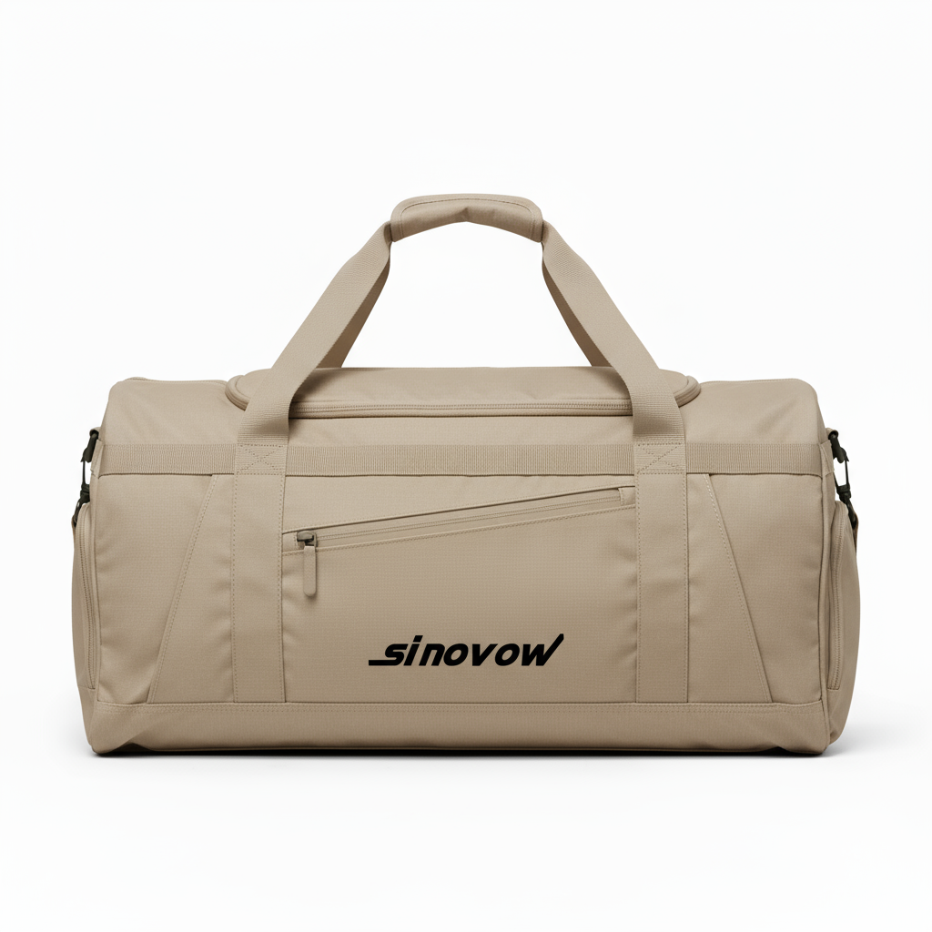 Beiger Reise-Holdall aus Ripstop-Material mit verstecktem Fach auf der Rückseite