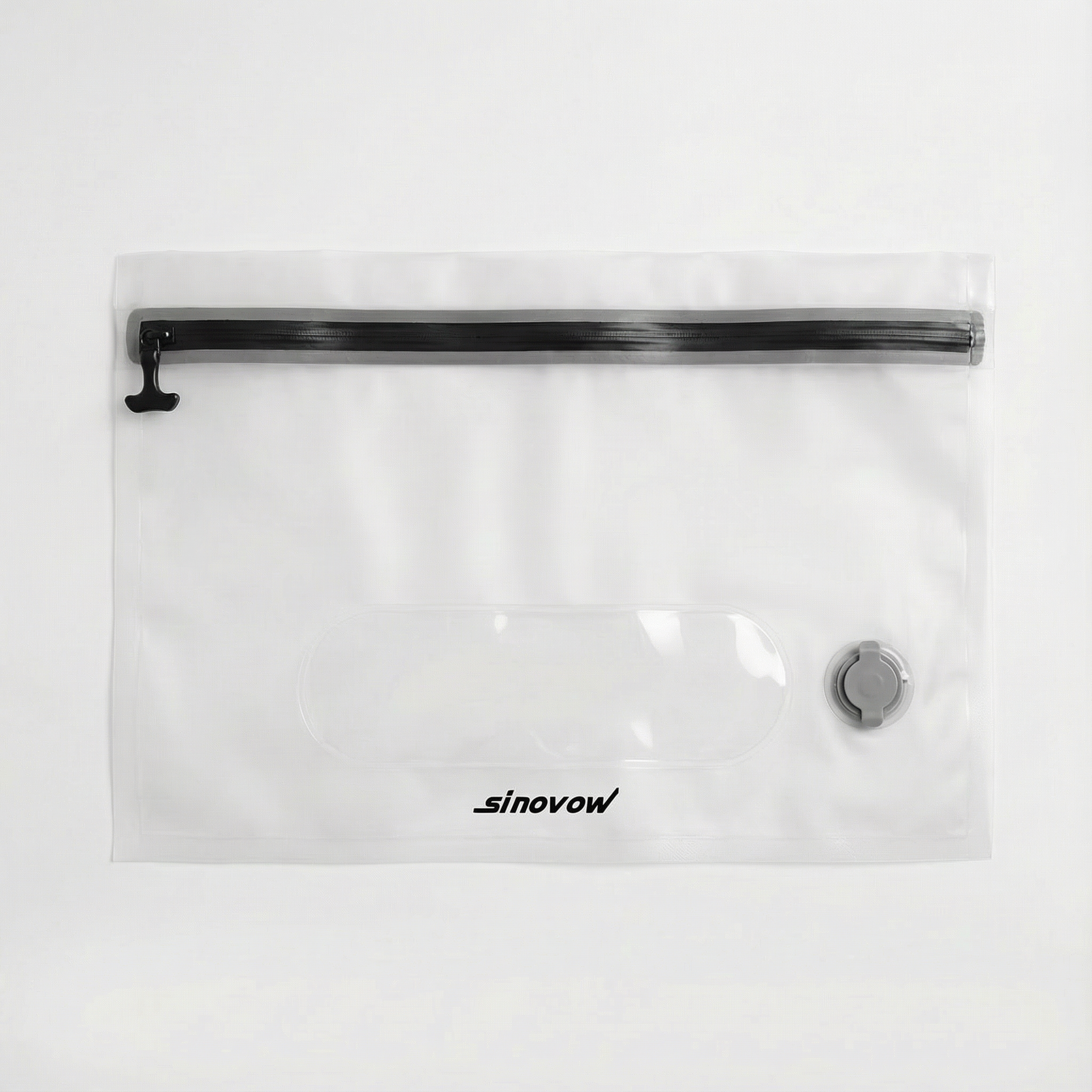 Sinovow Transparent Vacuum Storage Bag with Valve - Waterproof Airtight Zipper Compression Bag for Travel & Clothes