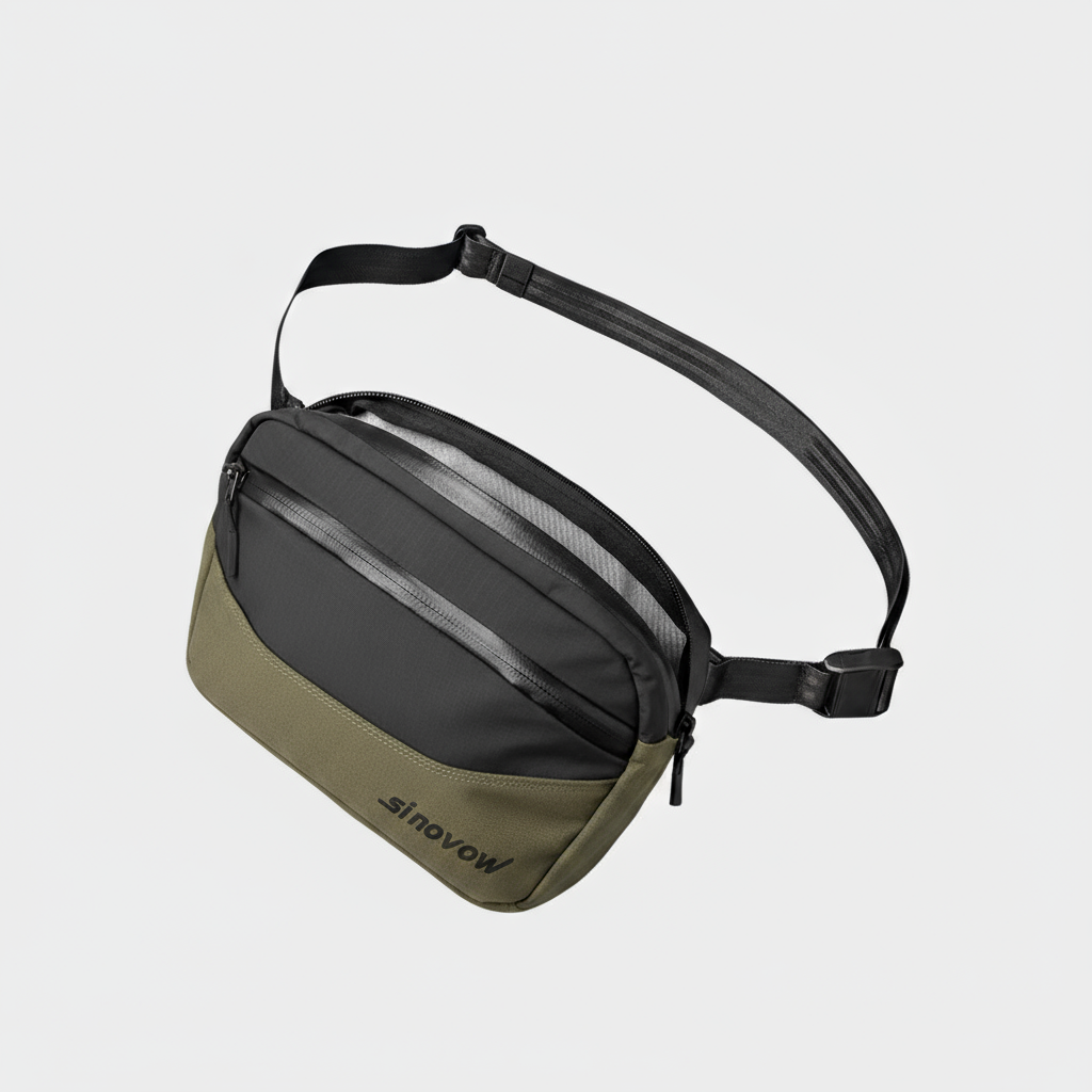 Schultertasche in Schwarz-Braun mit verdecktem rückseitigem Einschubfach