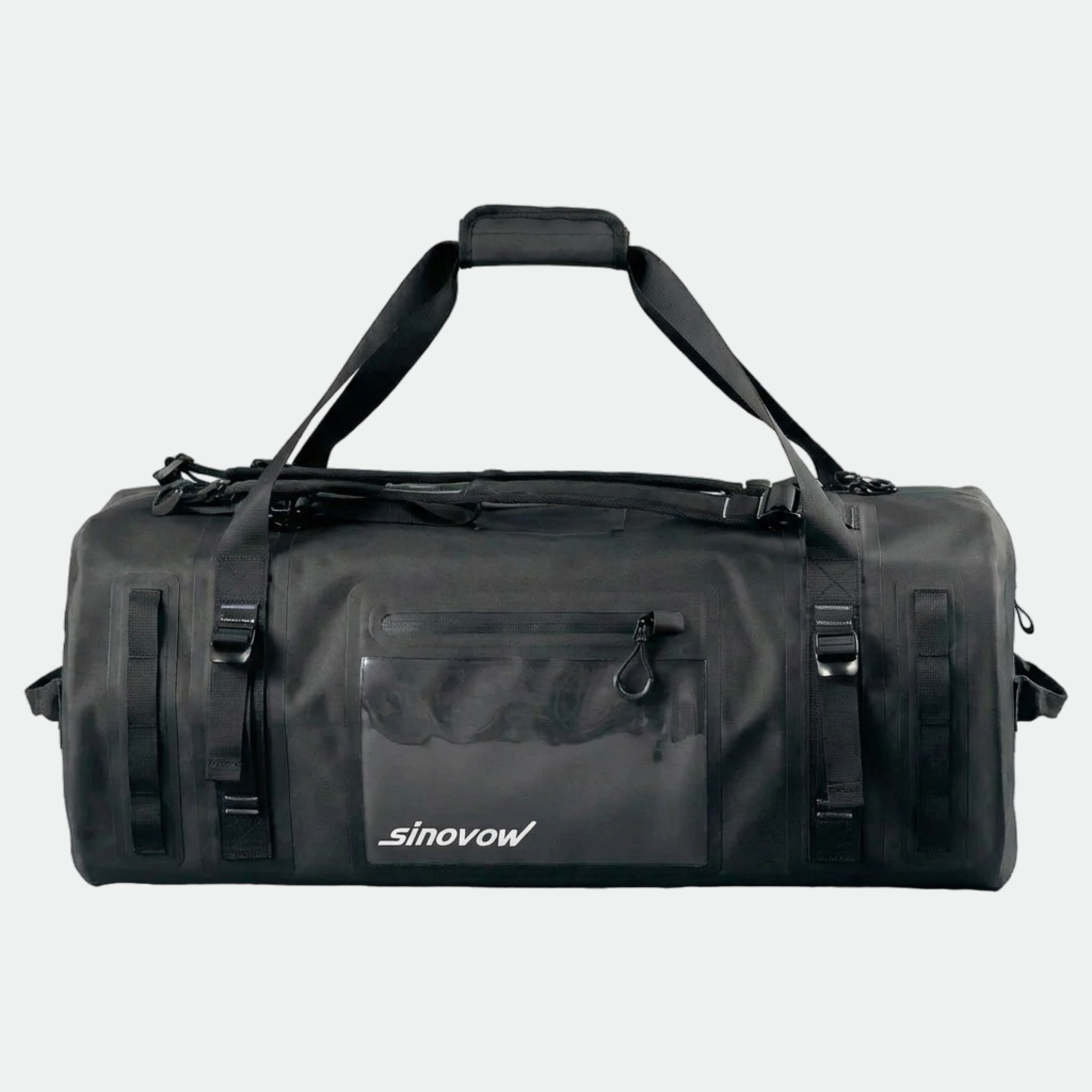 Black TPU Waterproof Duffel Bag with Clear Front Pocket