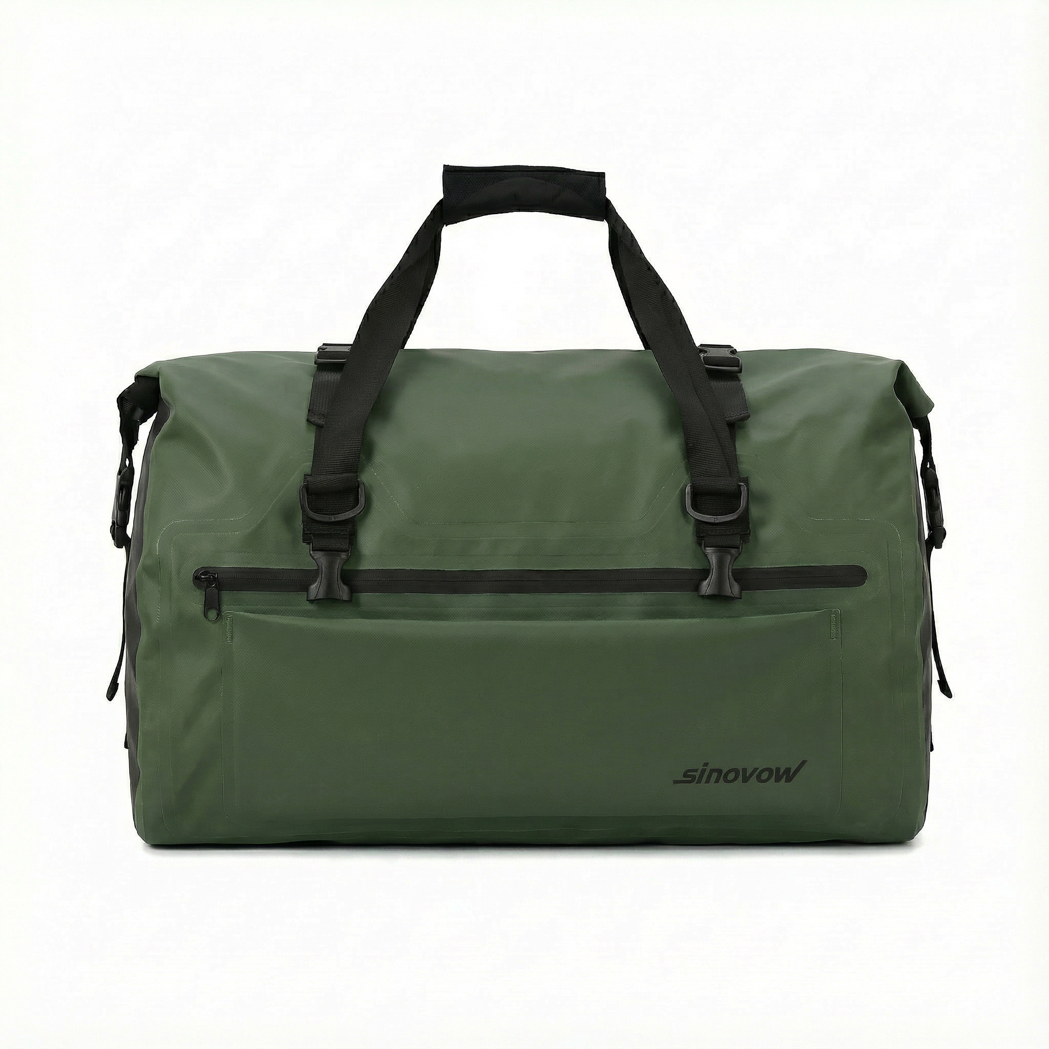Grasgrüne wasserdichte Ausrüstungs-Tasche aus 500D-PVC mit schwarzem Besatz