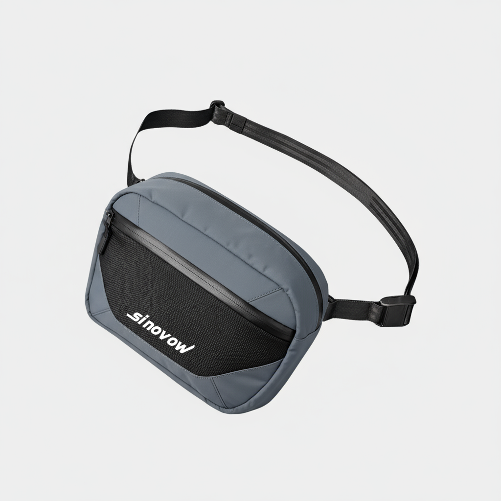 Rauch-Obsidian gewebter Nylon-Messenger mit verdeckter Rückentasche