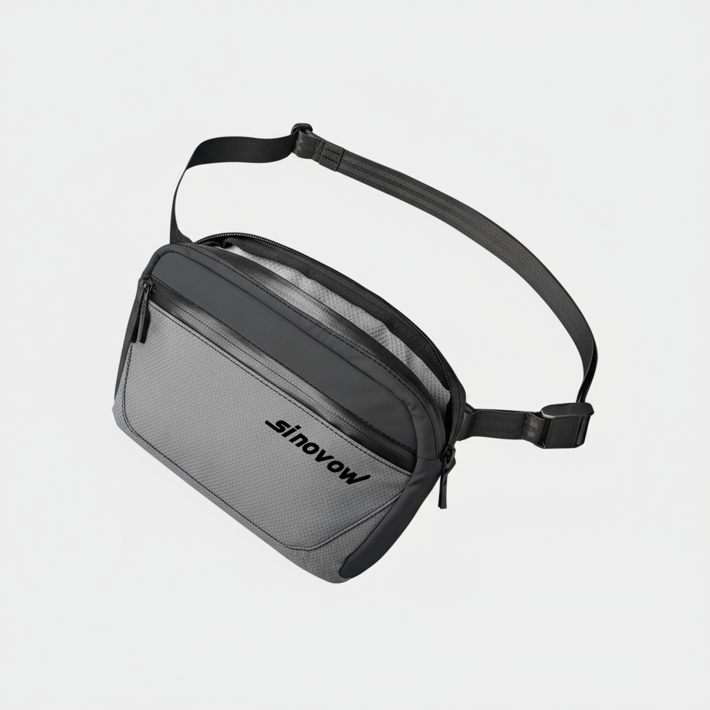 Zweifarbige Nylon-Tasche mit abgedunkelter Reißverschluss-Schiene