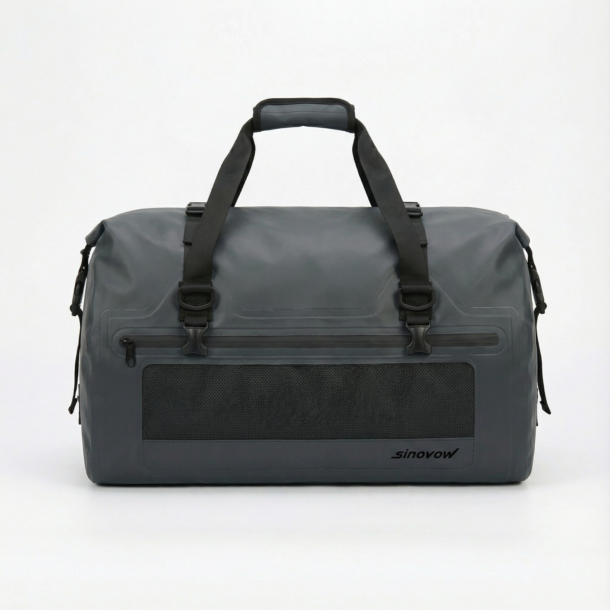 Kohleschwarze wasserdichte Roll-Duffel-Tasche aus 500D-PVC