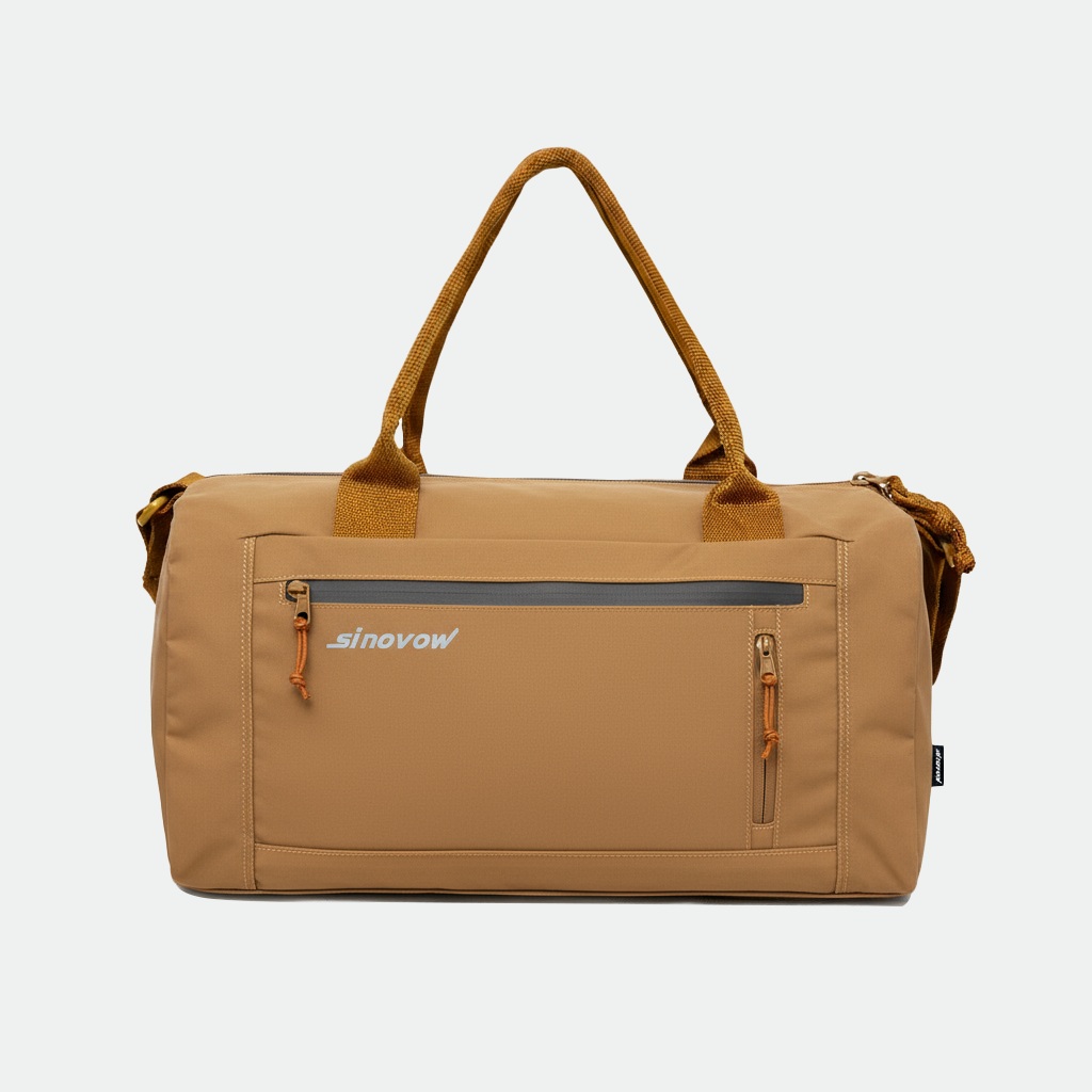Orange, kompakte Reisetasche aus Ripstop-Material mit zwei Front-Reißverschlüssen