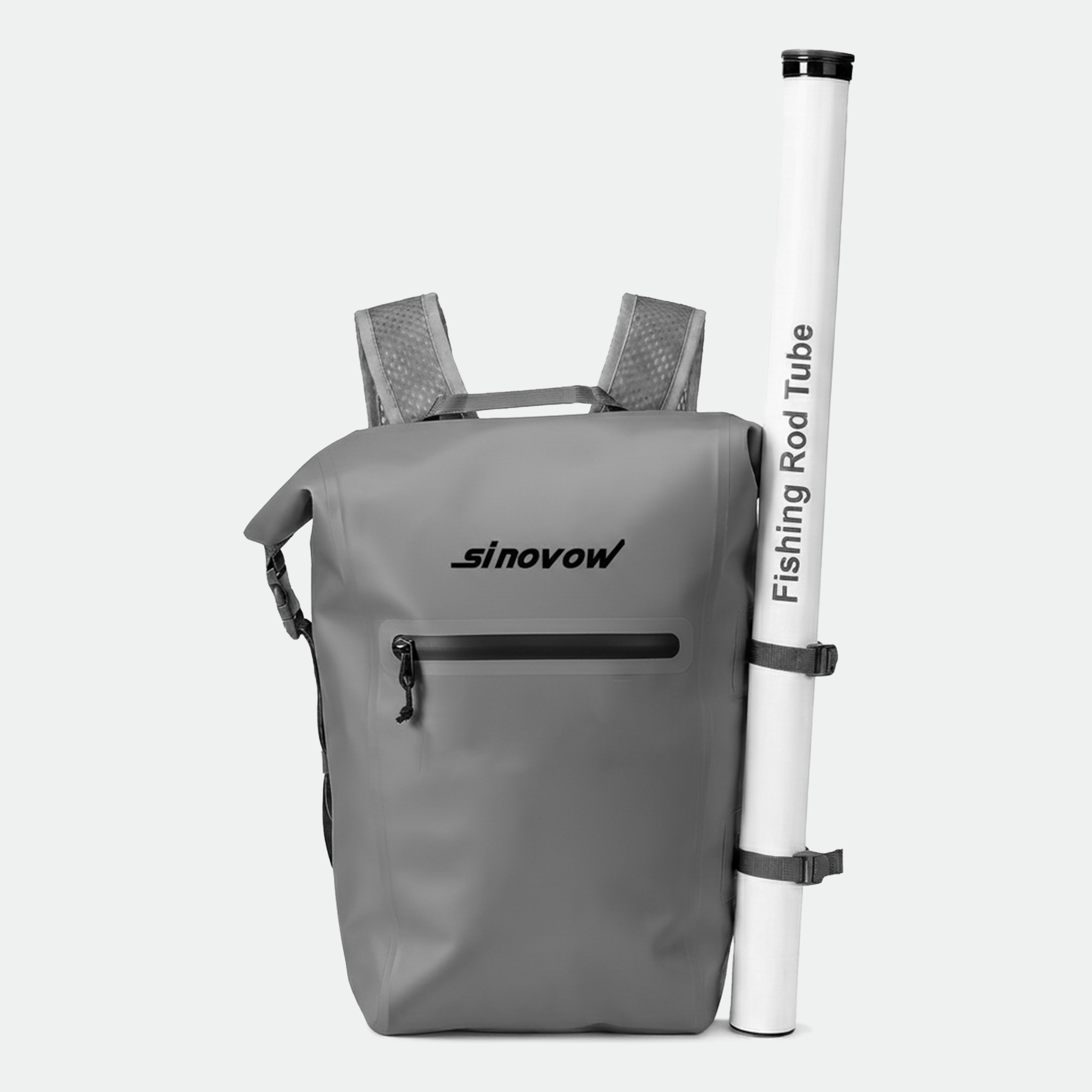 Wasserdichter Roll-Top-Trockenbeutel-Rucksack für Angler mit Angelrutenhalter