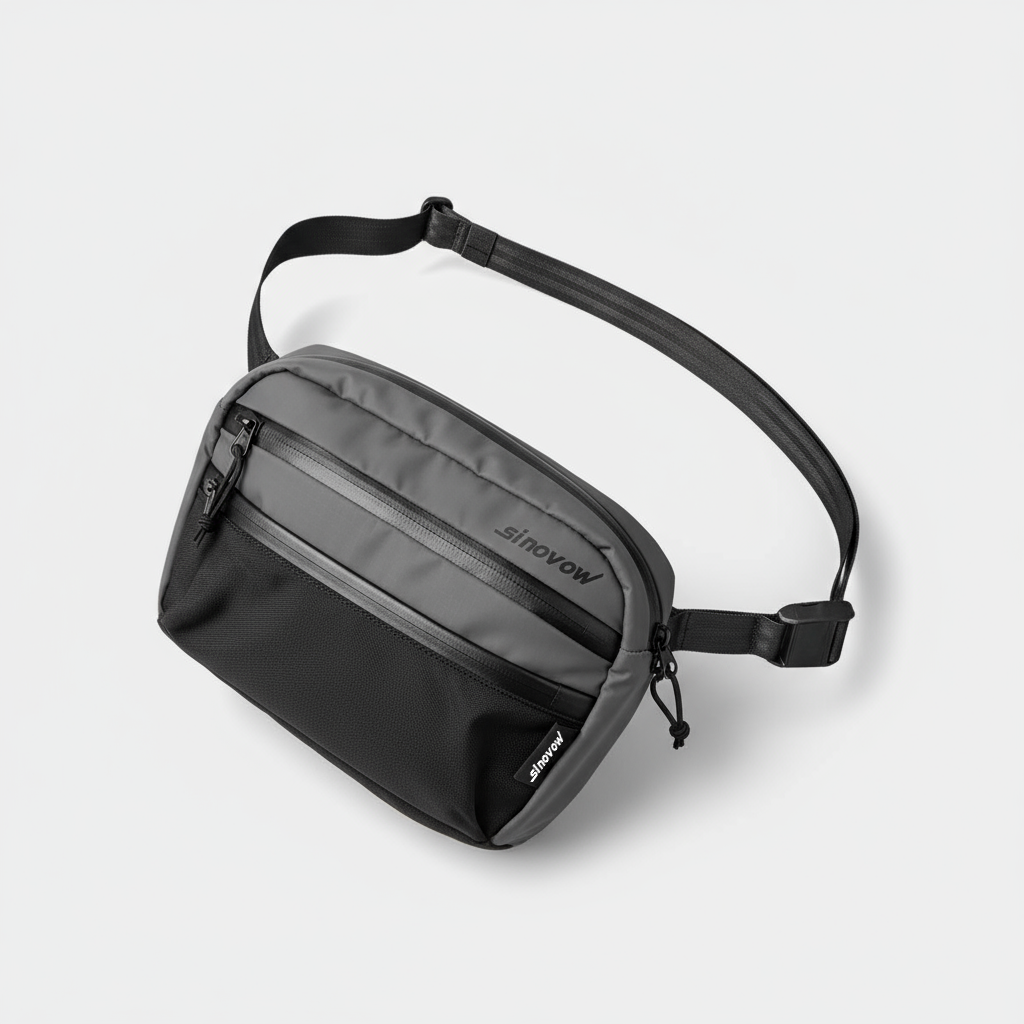 Silver-Shale Woven Nylon Sling with Triple Exterior Openings