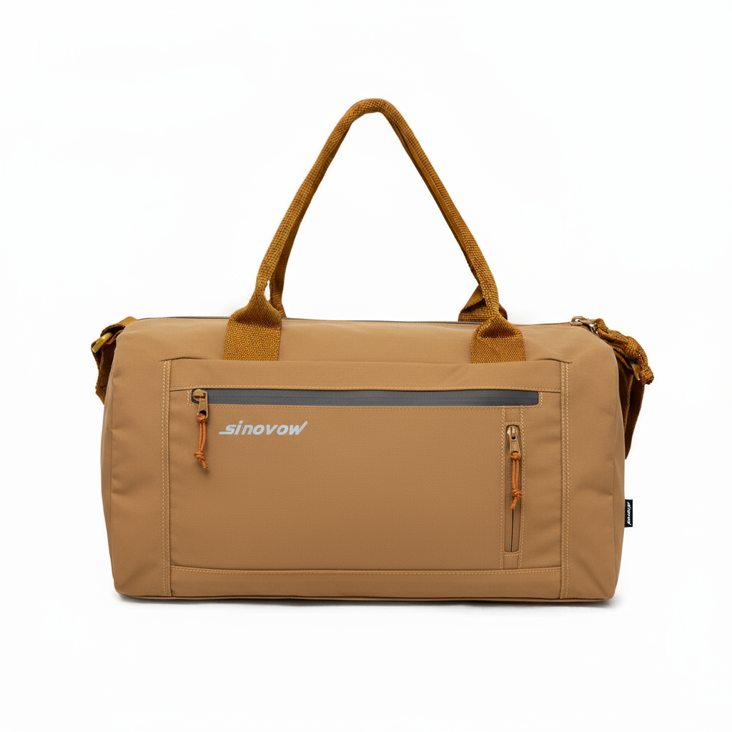Orange, kompakte Reisetasche aus Ripstop-Material mit zwei Front-Reißverschlüssen