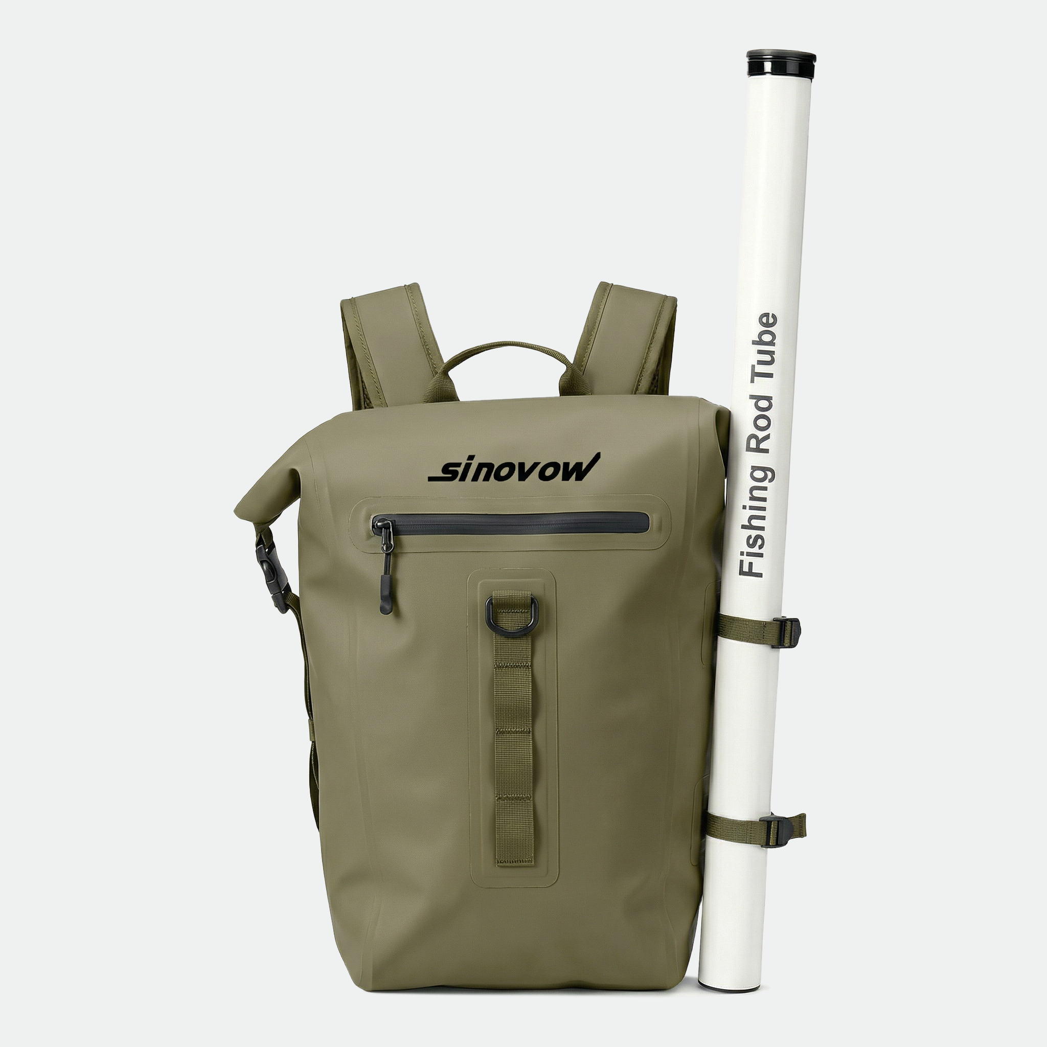 Waterproof Roll Top Fishing Backpack with Rod Tube Holder