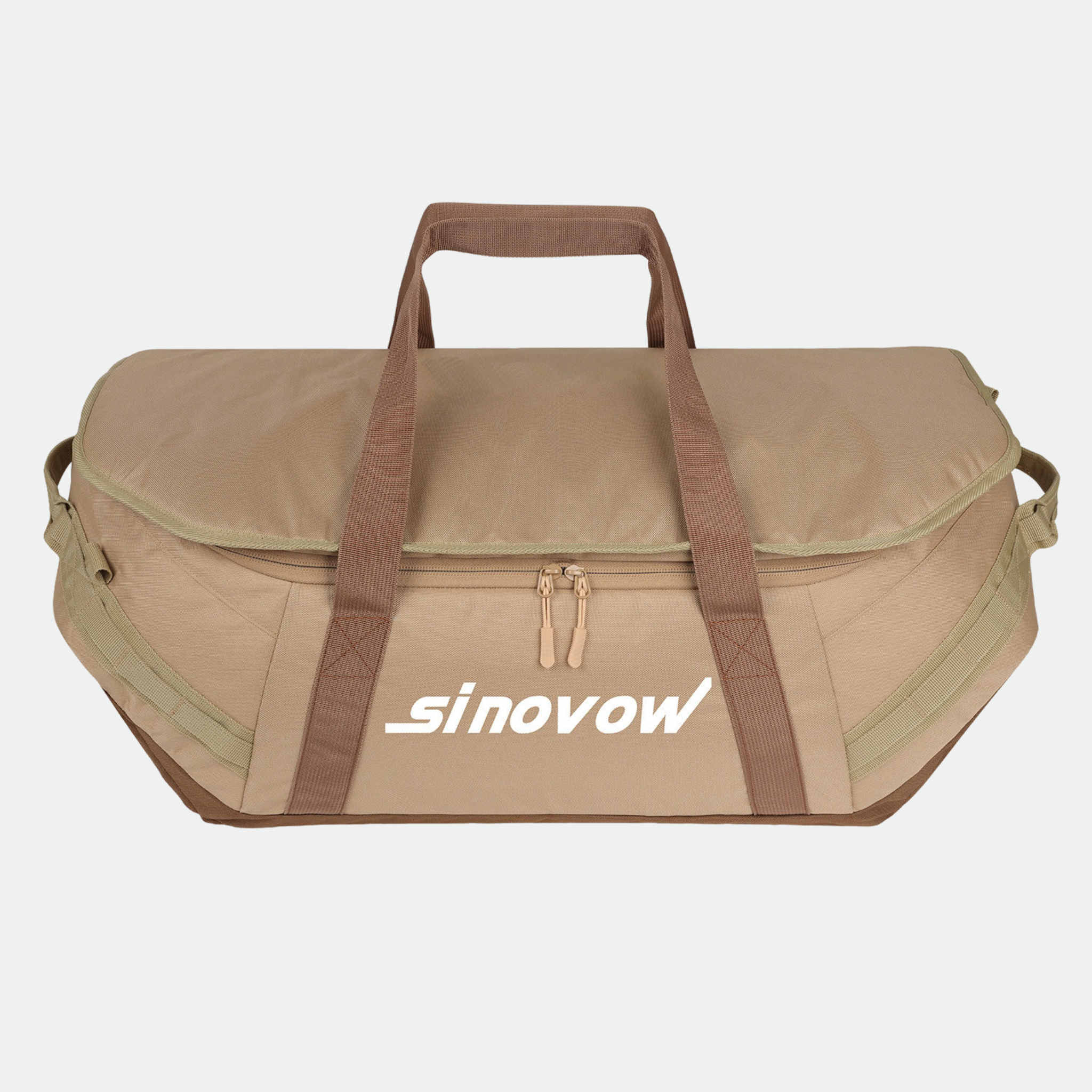 Khaki-farbener Reise-Duffel mit PVC-verstärkter Basis und PU-beschichtetem Futter