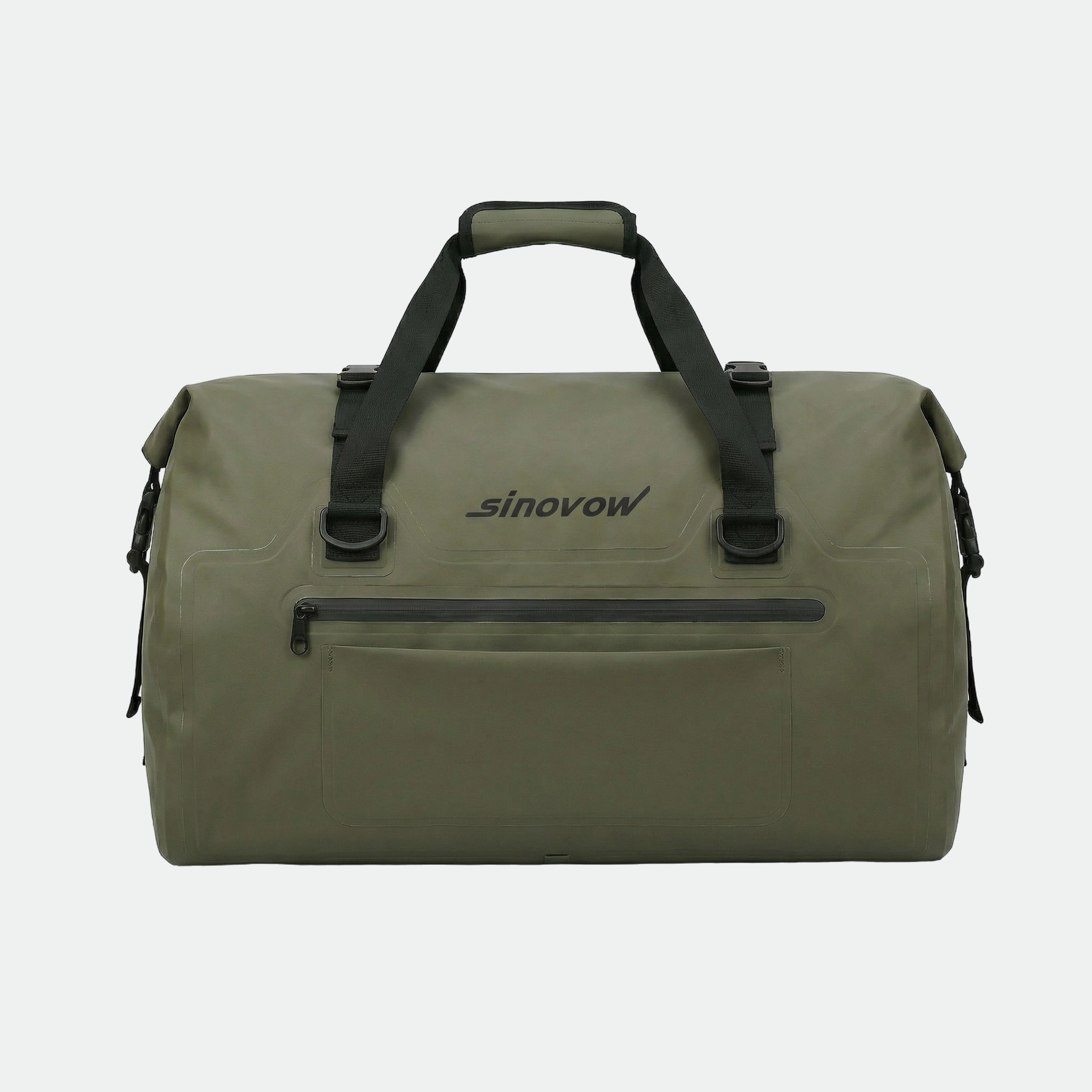 Olive Green 500D PVC Waterproof Duffel Bag with Black Handles