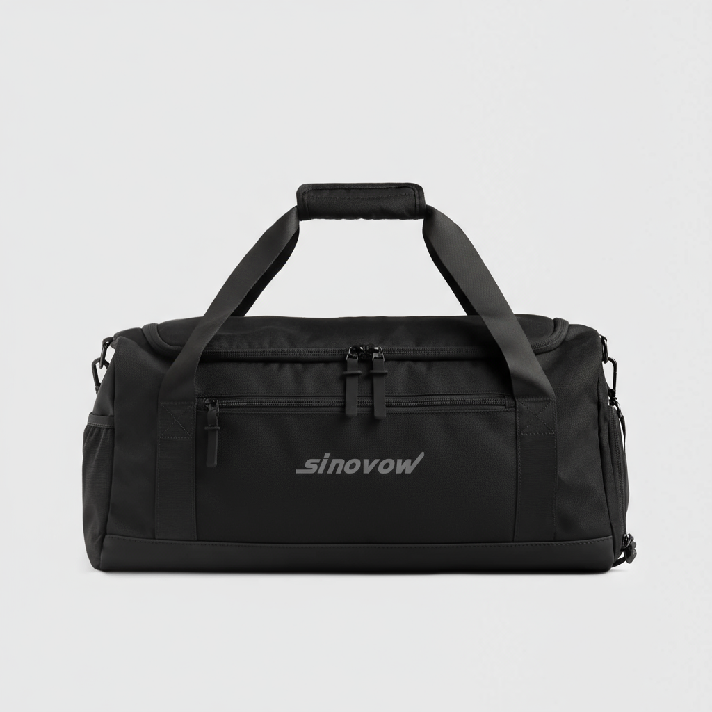 Schwarzer Polyester-Reise-Duffel mit versteckter Rückentasche