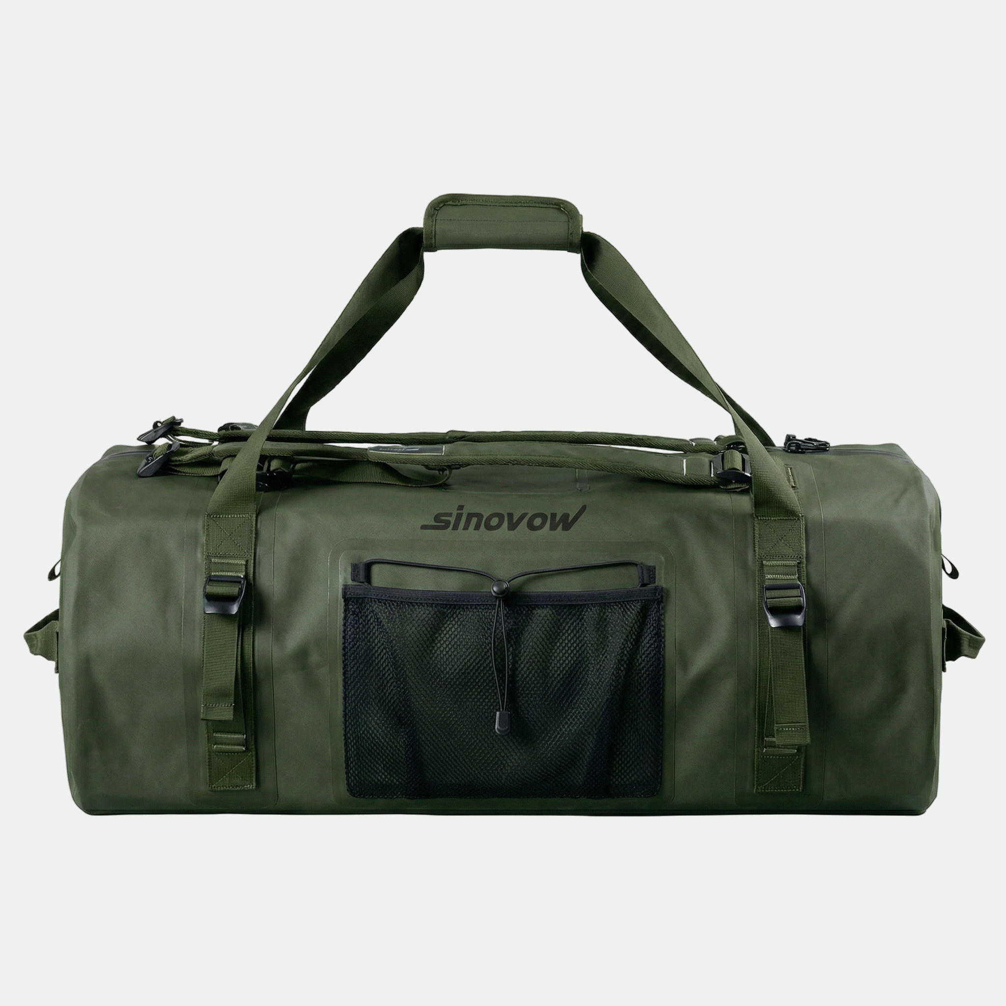 Green 600D/900D TPU Waterproof Duffel Bag with Front Mesh Pocket and 420D Lining