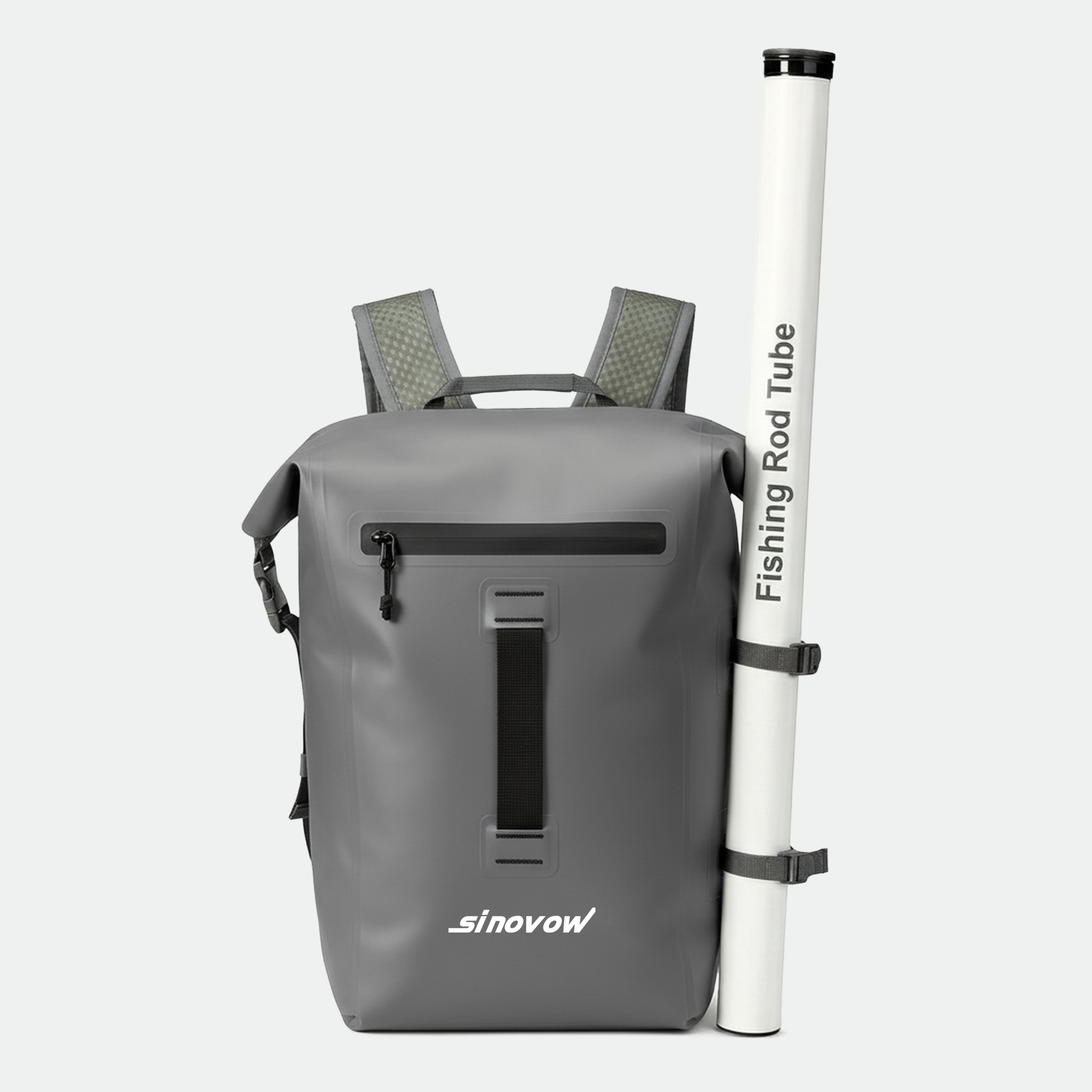 Rolltop-Angelrucksack, wasserdichte Angel-Ausrüstungstasche mit Angelrutenhalter