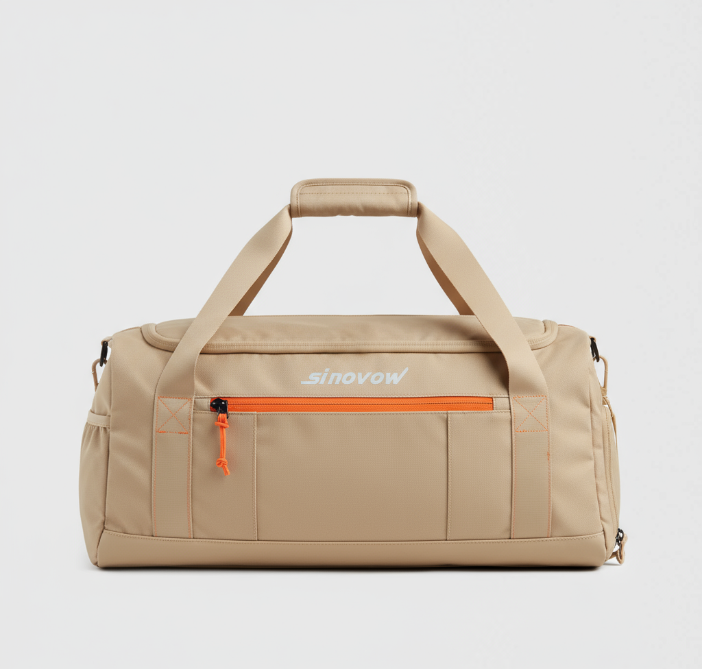 Light Khaki Polyester Overnight Carrier with Rear Hidden Pocket