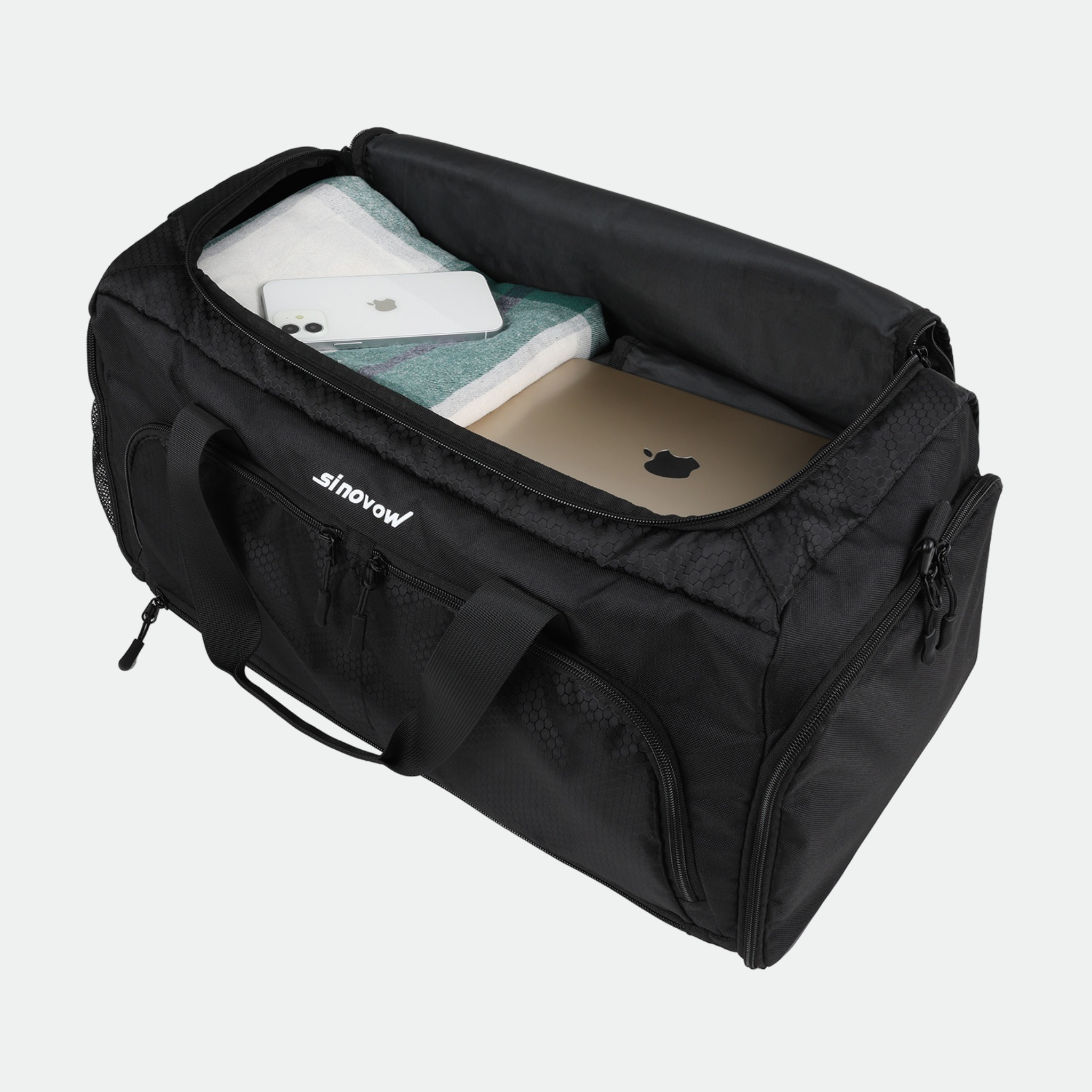 Schwarzer wasserabweisender Reise-Duffel mit PU-Finish