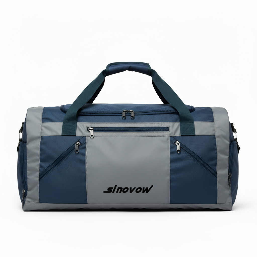 Reisetasche in Blaugrau aus Ripstop-Material mit Mehrfach-Taschen-Anordnung