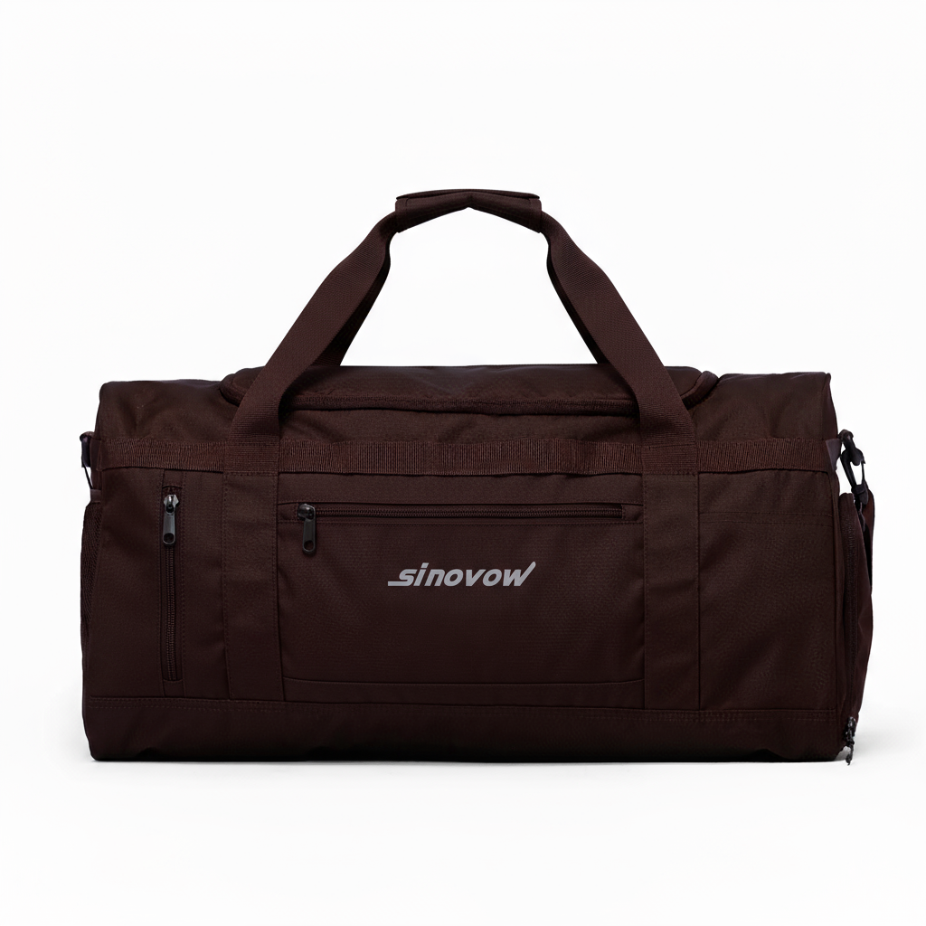 Brauner Polyester-Reise-Weekender mit versteckter Tasche auf der Rückseite