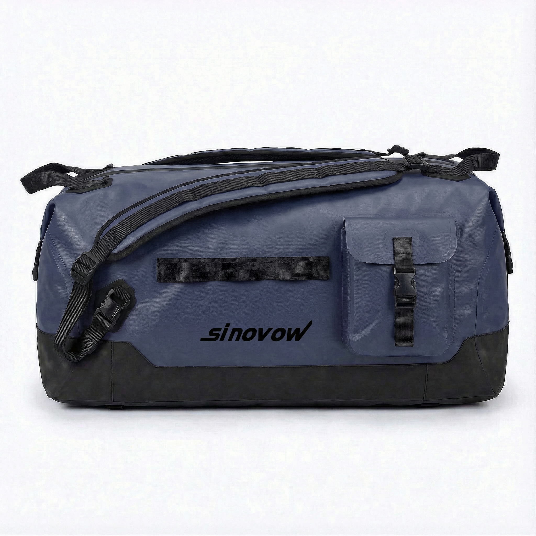 Marineblauer 840D-Nylon-Dual-TPU-Duffel mit schwarzer Bodenlaufleiste