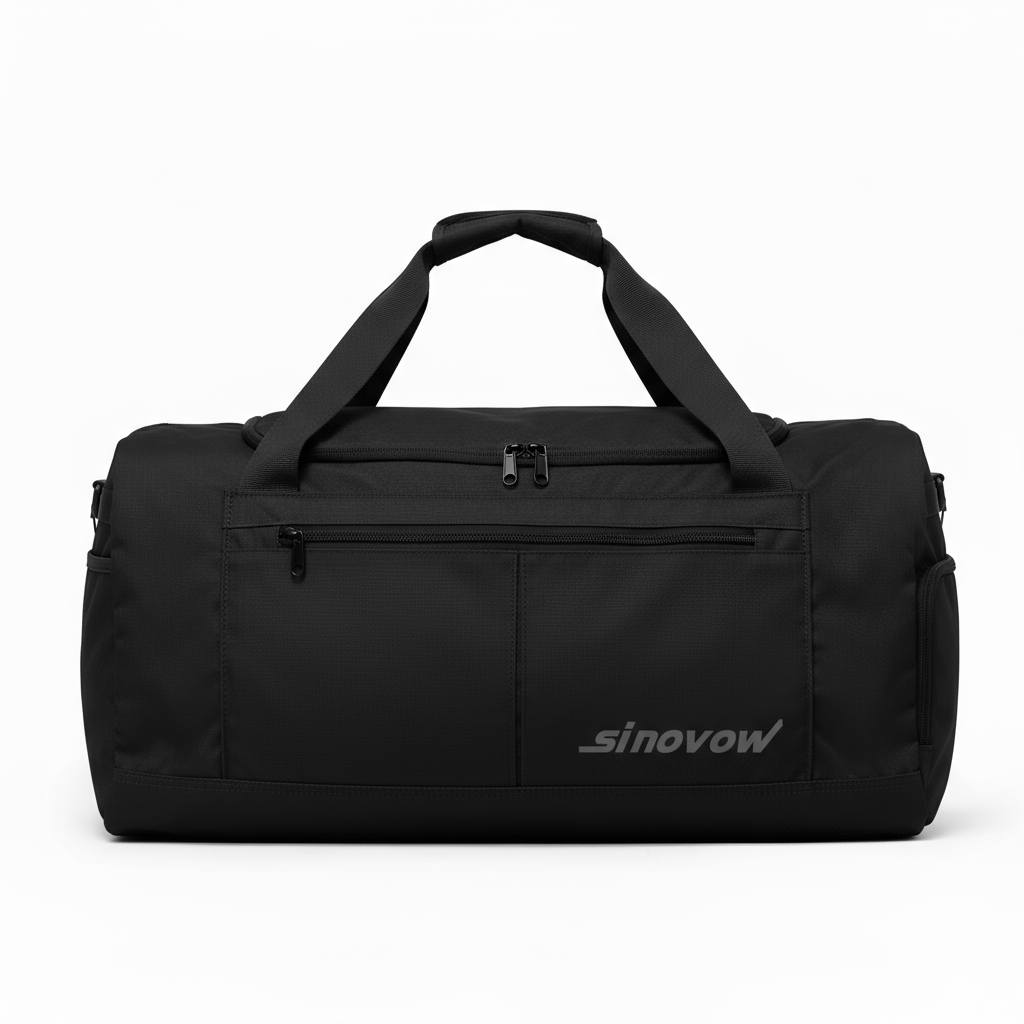 Schwarzes Reise-Duffel aus Ripstop-Material mit Taschen an mehreren Seiten