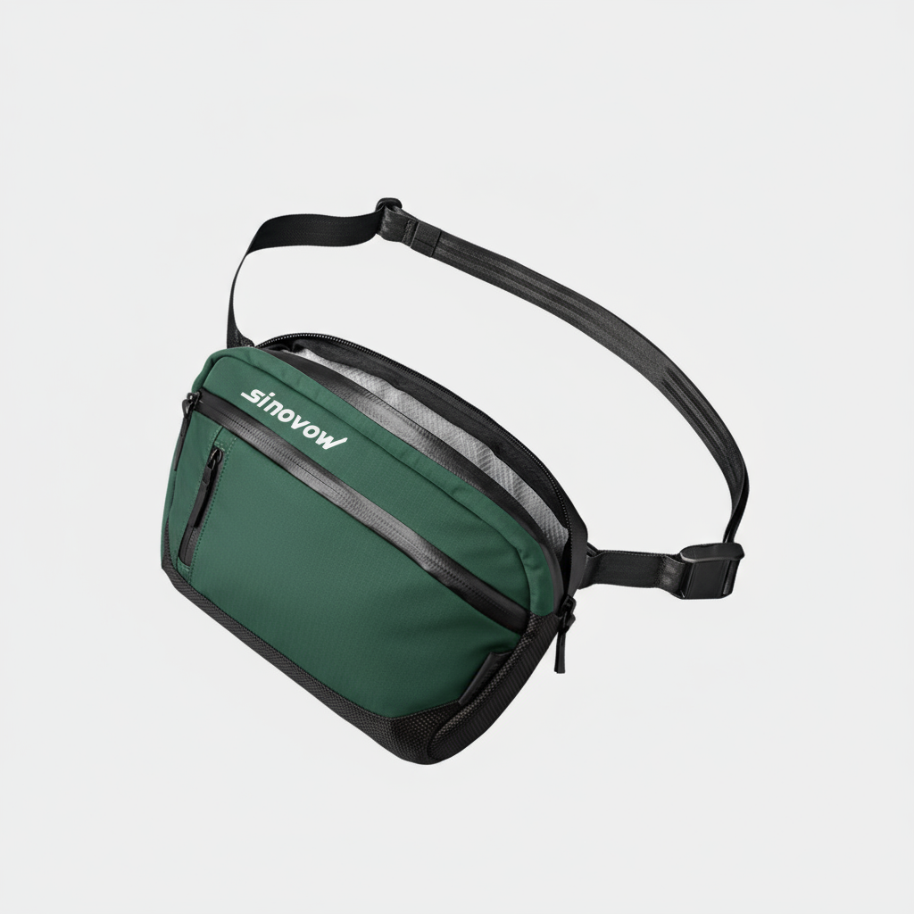 Grün-schwarze zweifarbige Nylon-Tasche mit verdecktem Fach auf der Rückseite