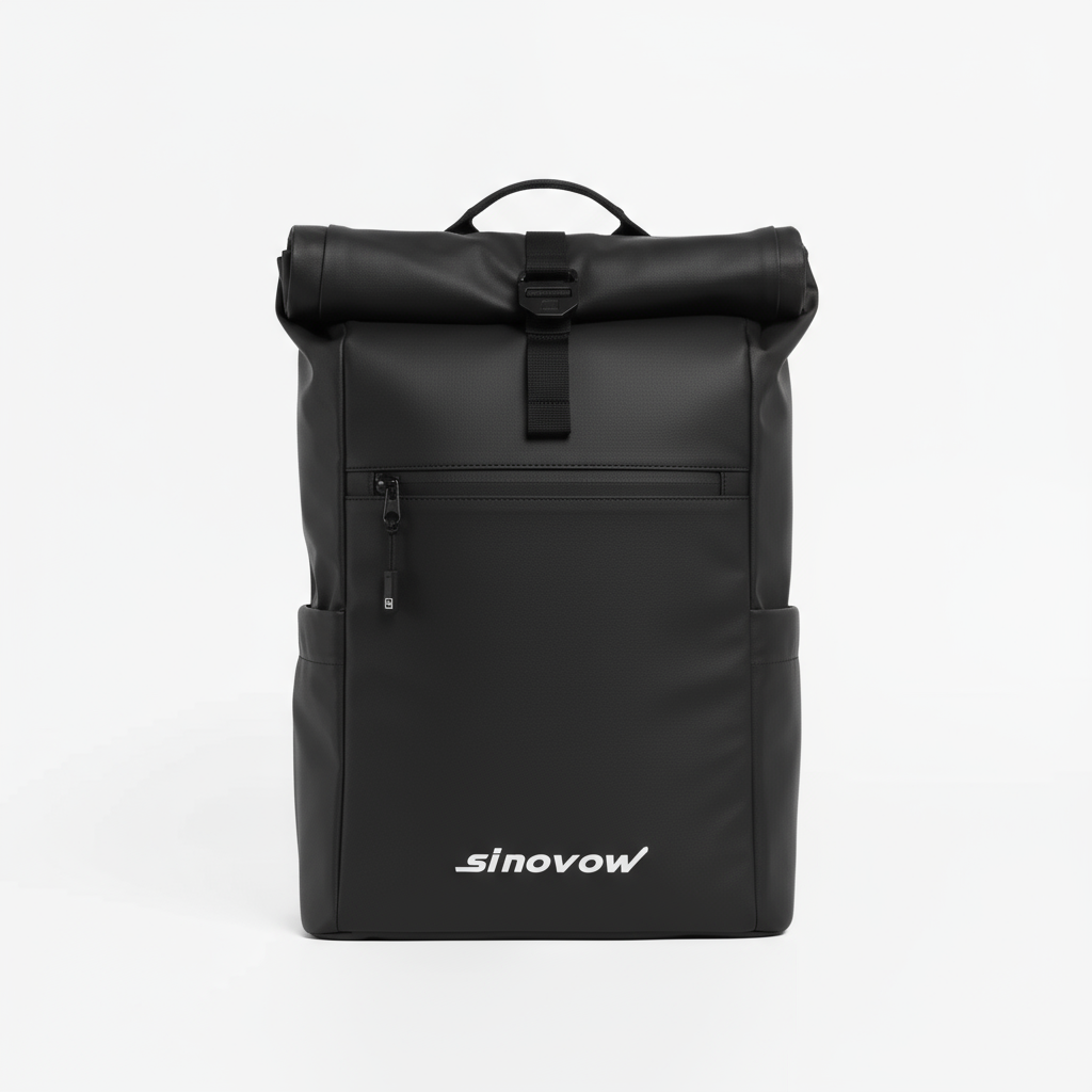 Modernes Roll-Top-Rucksack mit wasserabweisenden Materialien und technischer Organisation