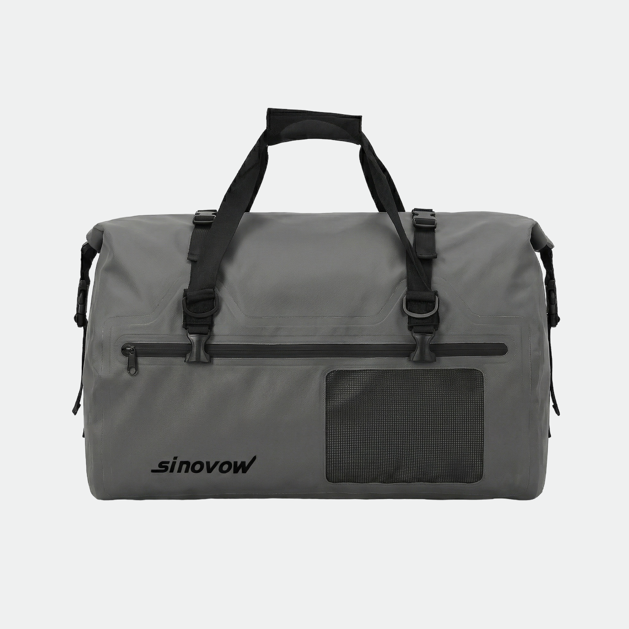 Grey 500D PVC Waterproof Holdall with Black Webbing