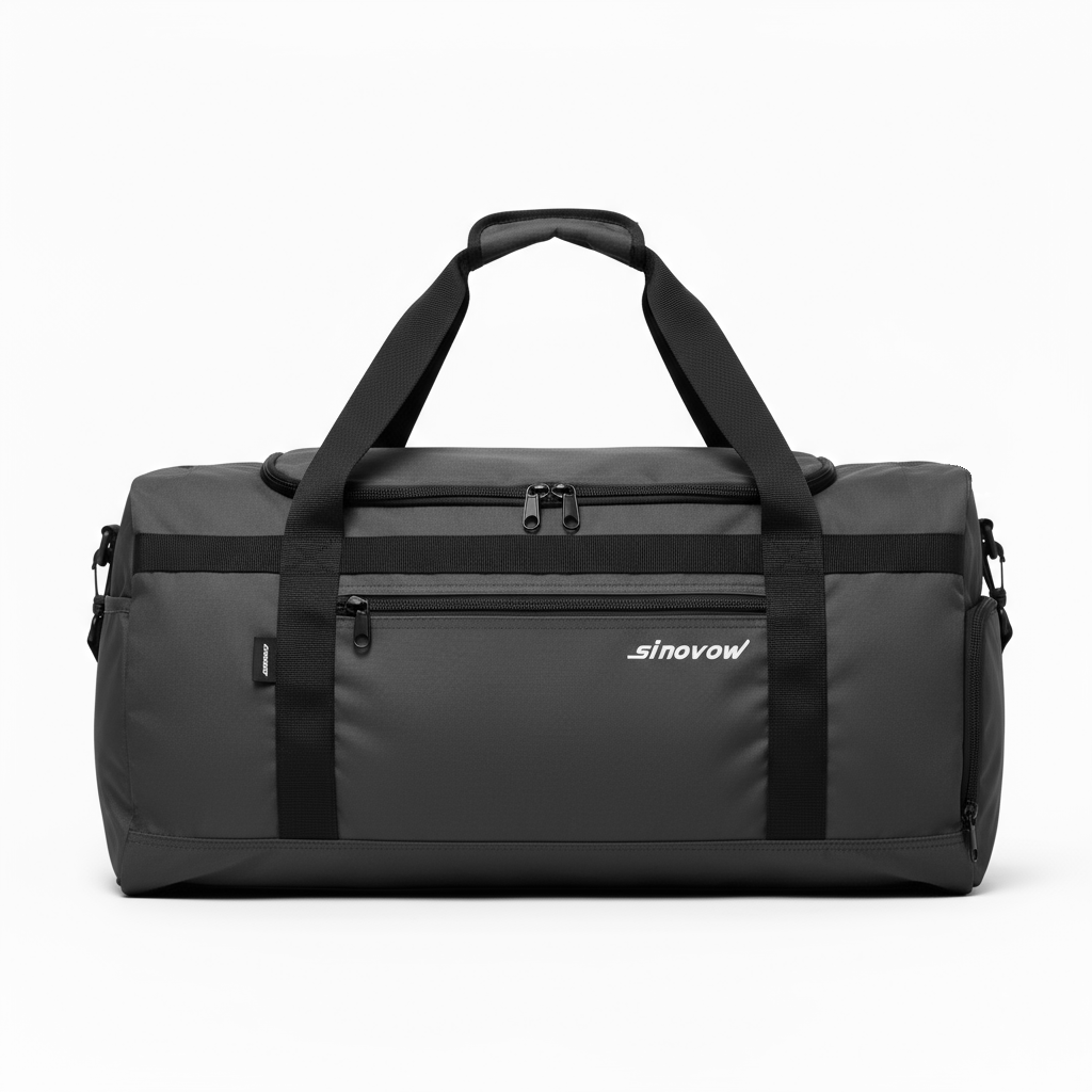 Kohleschwarzer Reiseholdall aus Ripstop-Gewebe mit asymmetrischen Taschen