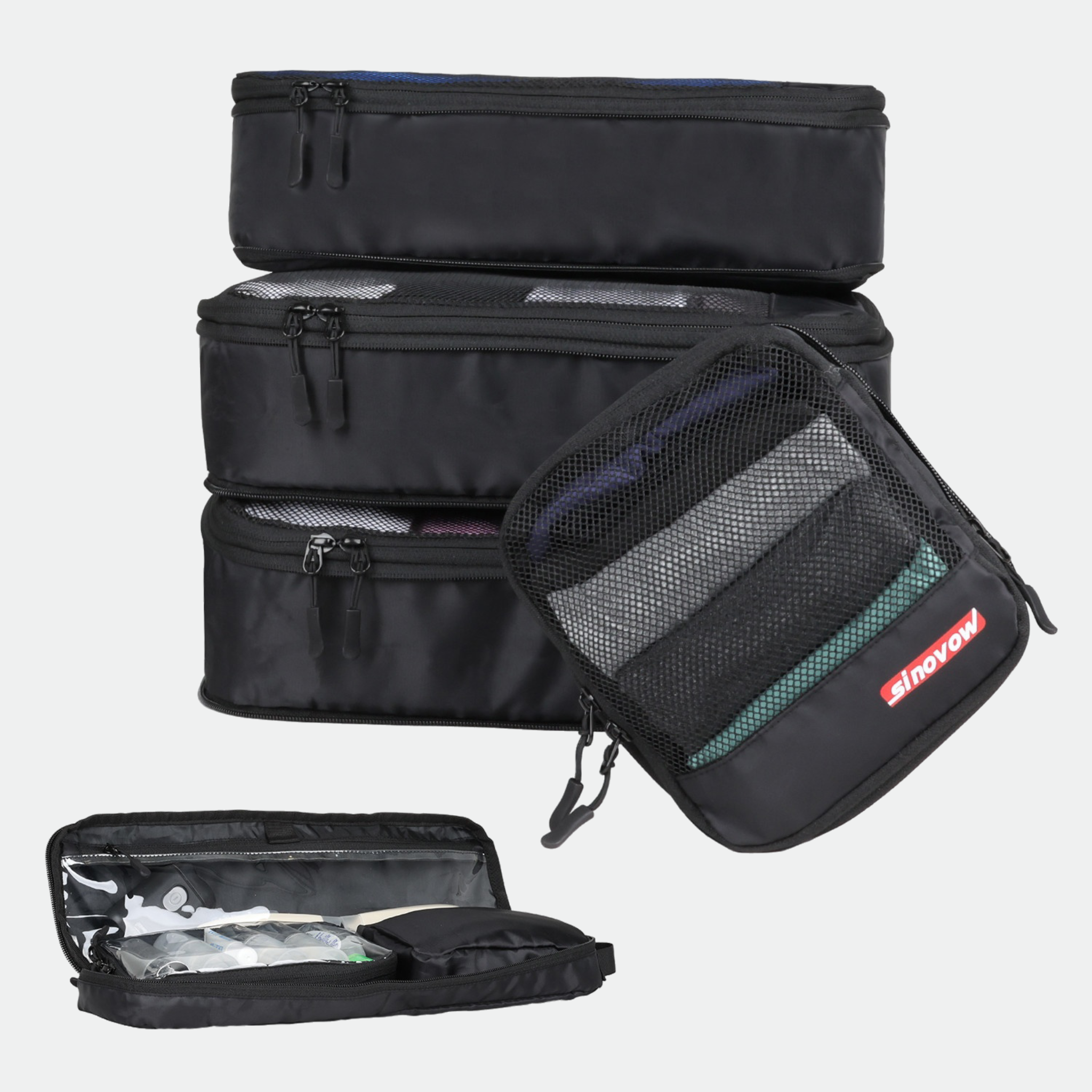 Large Packing Cube Set With See Through Mesh- Compression Packing Cubes Travel Organizers