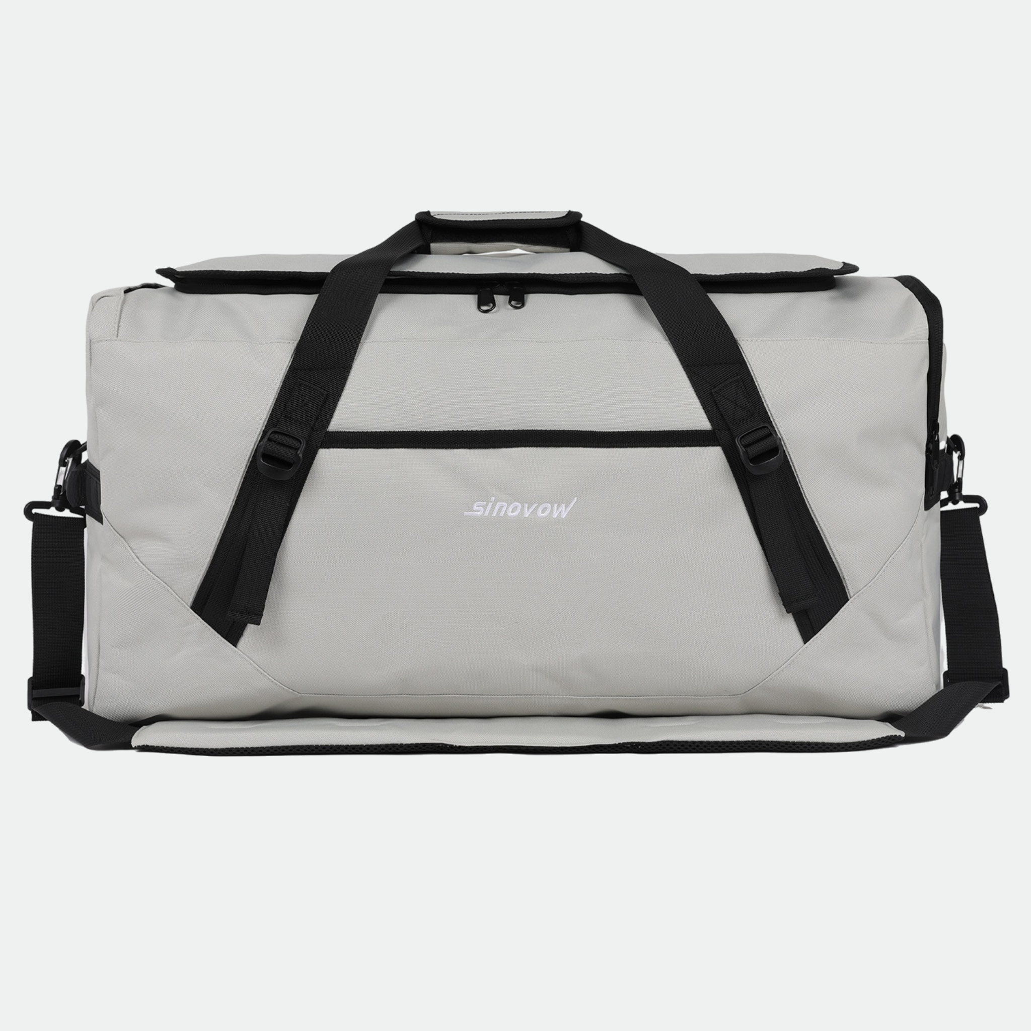 Grauer Reise-Duffel mit PVC-verstärktem Boden und PU-beschichtetem Futter