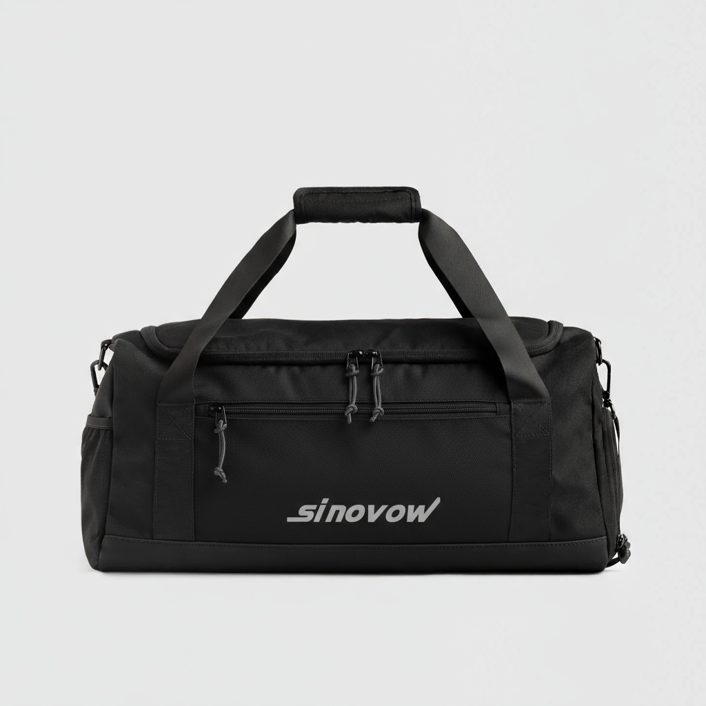 Jet-Black Polyester Overnight Tote with Back Concealed Slot