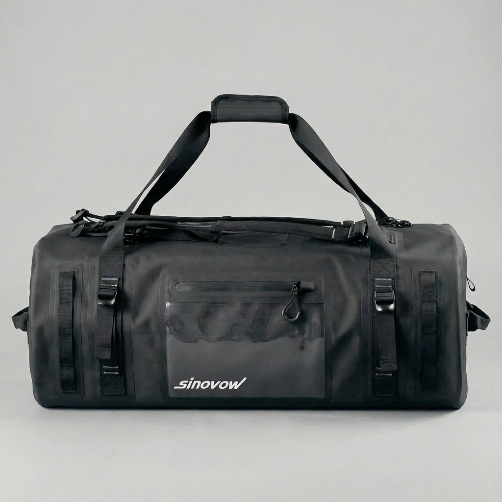 Schwarze wasserdichte Duffel-Tasche aus TPU mit durchsichtiger Fronttasche