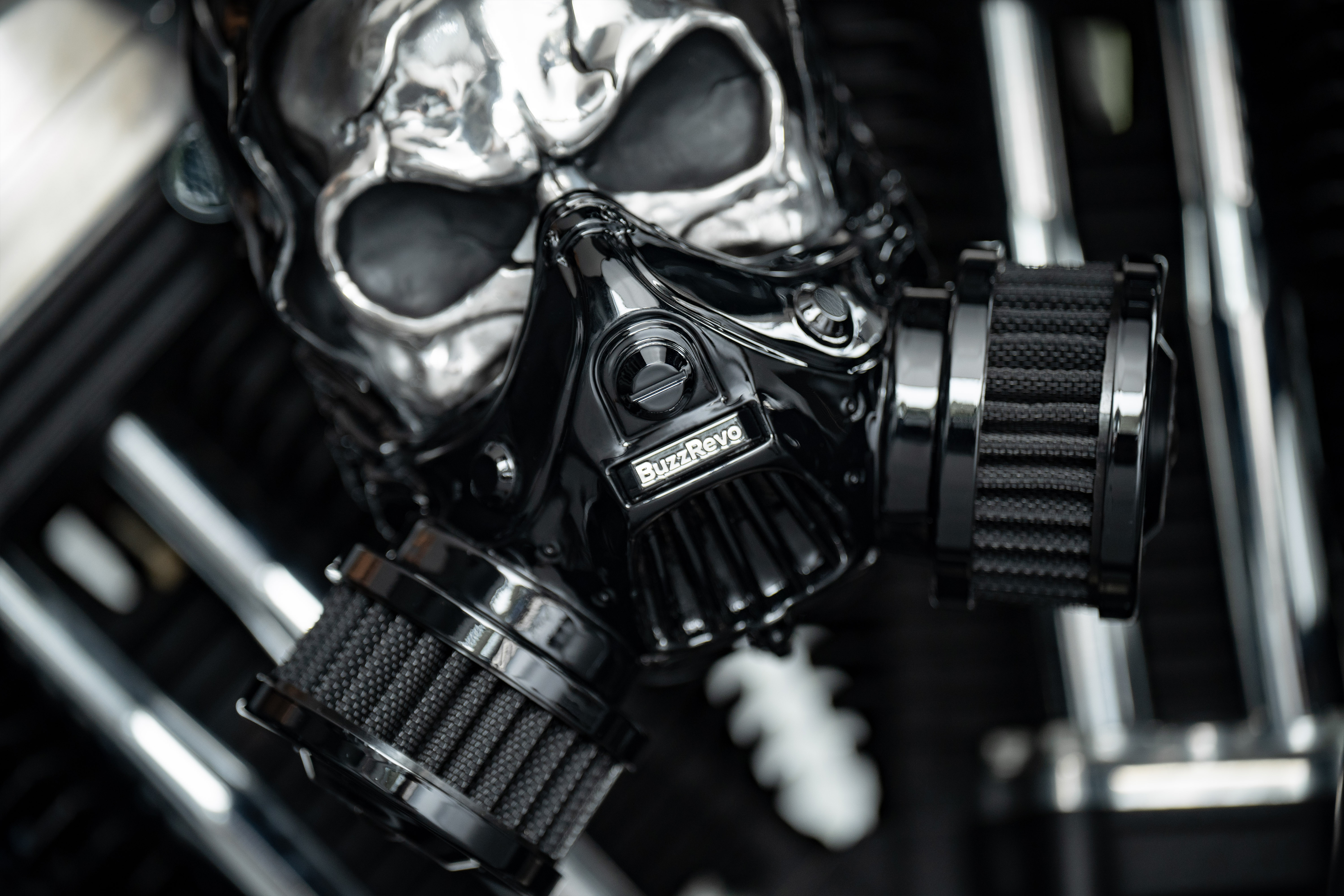 BuzzRevo Skeleton Skull Матацыкл Паветраачышчальнік Камплект впускного фільтра ДЛЯ harley-davidson