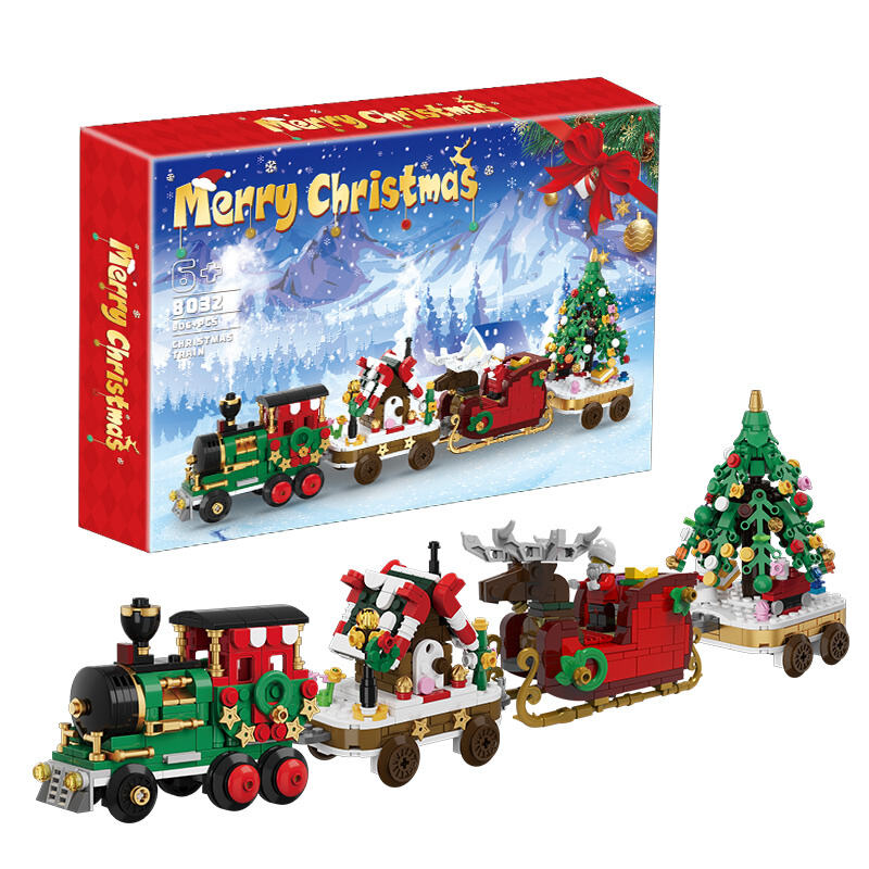  Ensemble de blocs de construction 6-en-1 Noël Train Arbre Traîneau Père Noël Modèle Brique Bloc de Noël Jouet de Noël pour Enfants CAYI