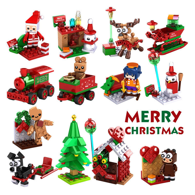 2024 Hot Christmas Block Theme items DIY educational building block toy for kids blocks play set gift and reward Christmas Toys