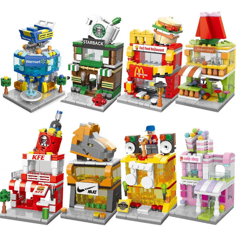 2024 Mini Shop Business Street View Series Educational Construction Toys City Building Block Sets mini Model Brick Toy For Kid