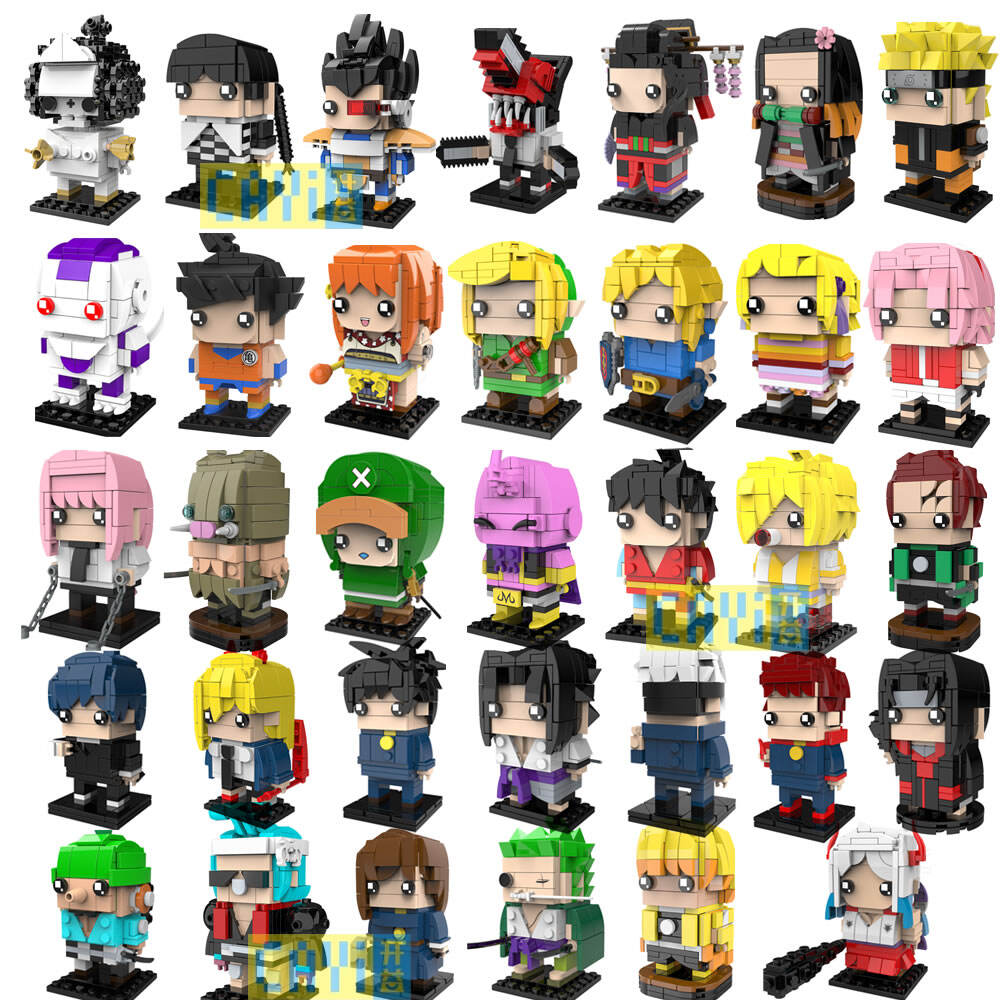  Ensemble de blocs de construction Anime Brick Heads Moc. Ensemble de blocs éducatifs pour enfants, collection de têtes de briques, personnages mini-figurines Cartoon Figure Block