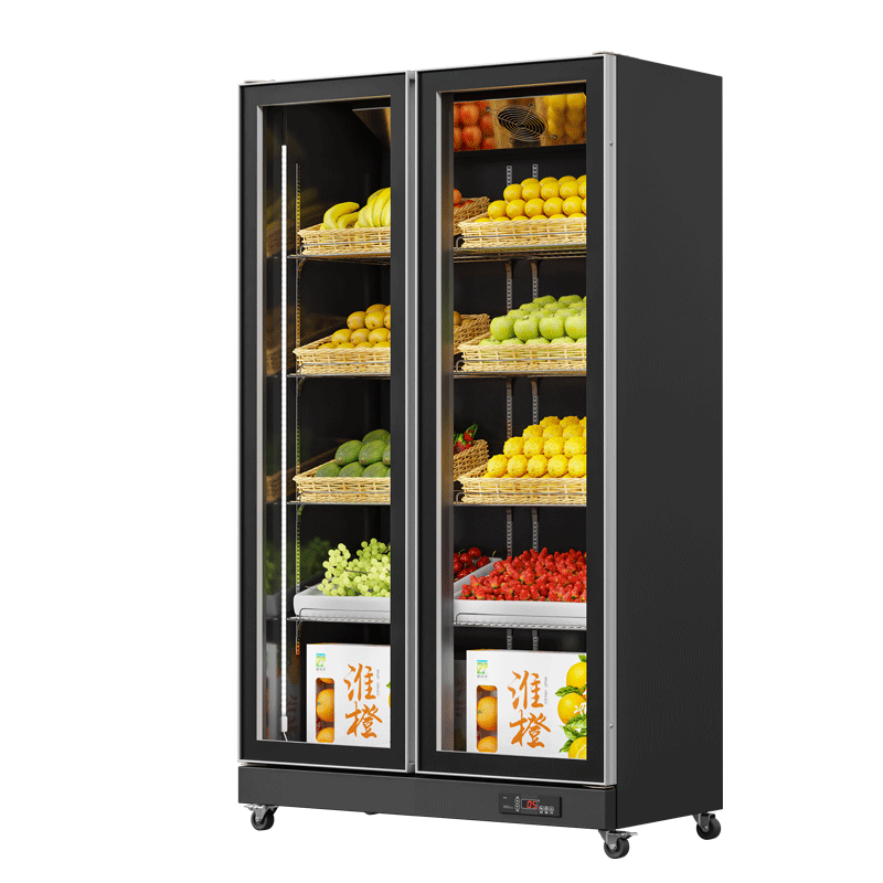 Fruit & Vegetable Fridge Black (Full Door Display, Rearmounted Compressor)（2 Doors）