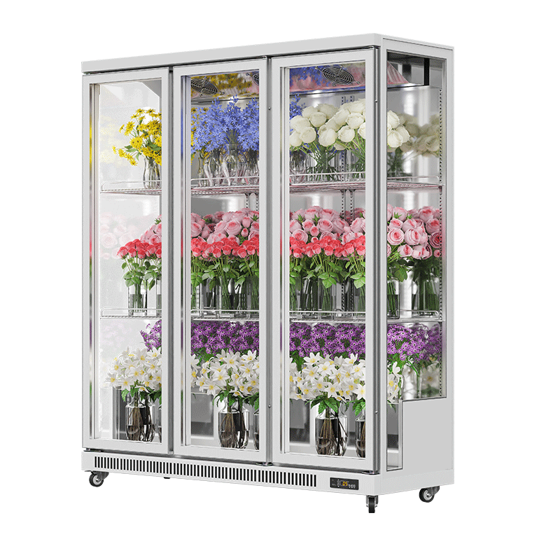 Floral Cooler White (3 Side Display, Rearmounted Compressor)（3 Doors）