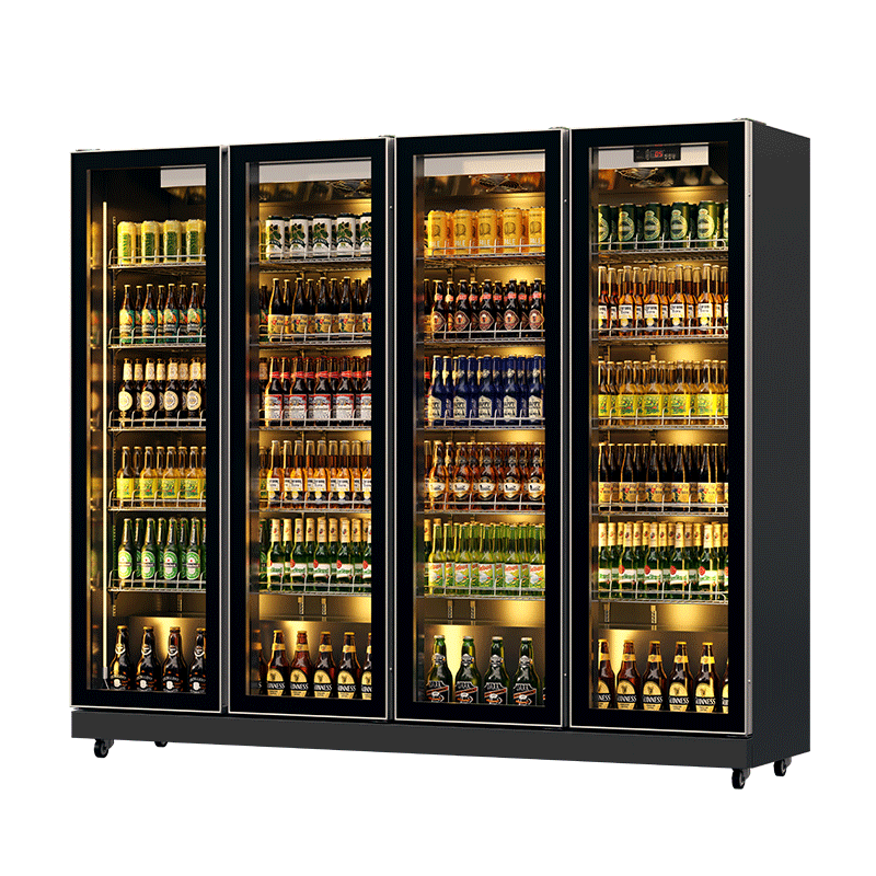 Beverage Fridge Black (Full Door Display, Rearmounted Compressor)（4 Doors）