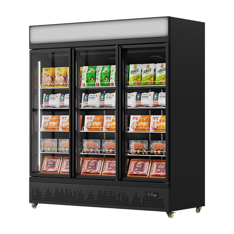 Showcase Freezer Black (Top Lightbox, Downmounted Compressor)（3 Doors）